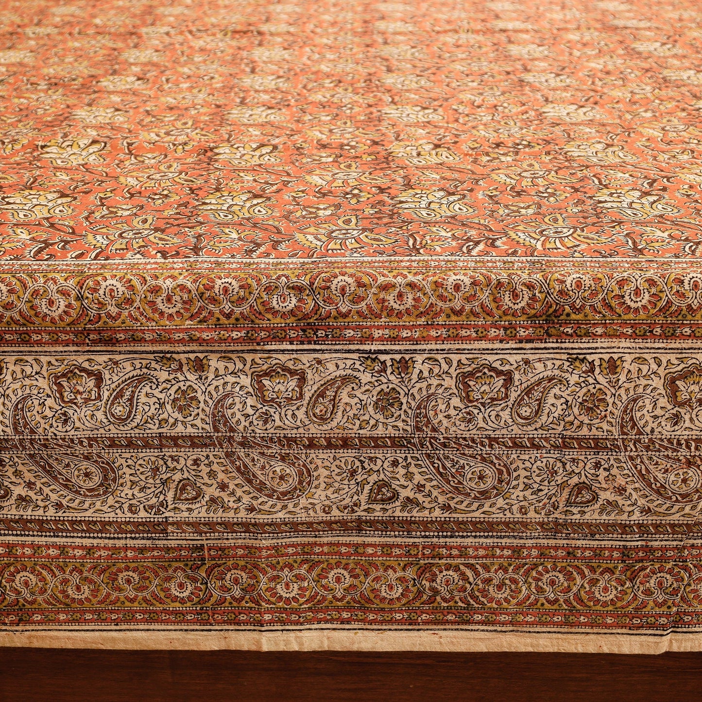 Pedana Kalamkari Block Printing Cotton Double Bed Cover Online at iTokri.com