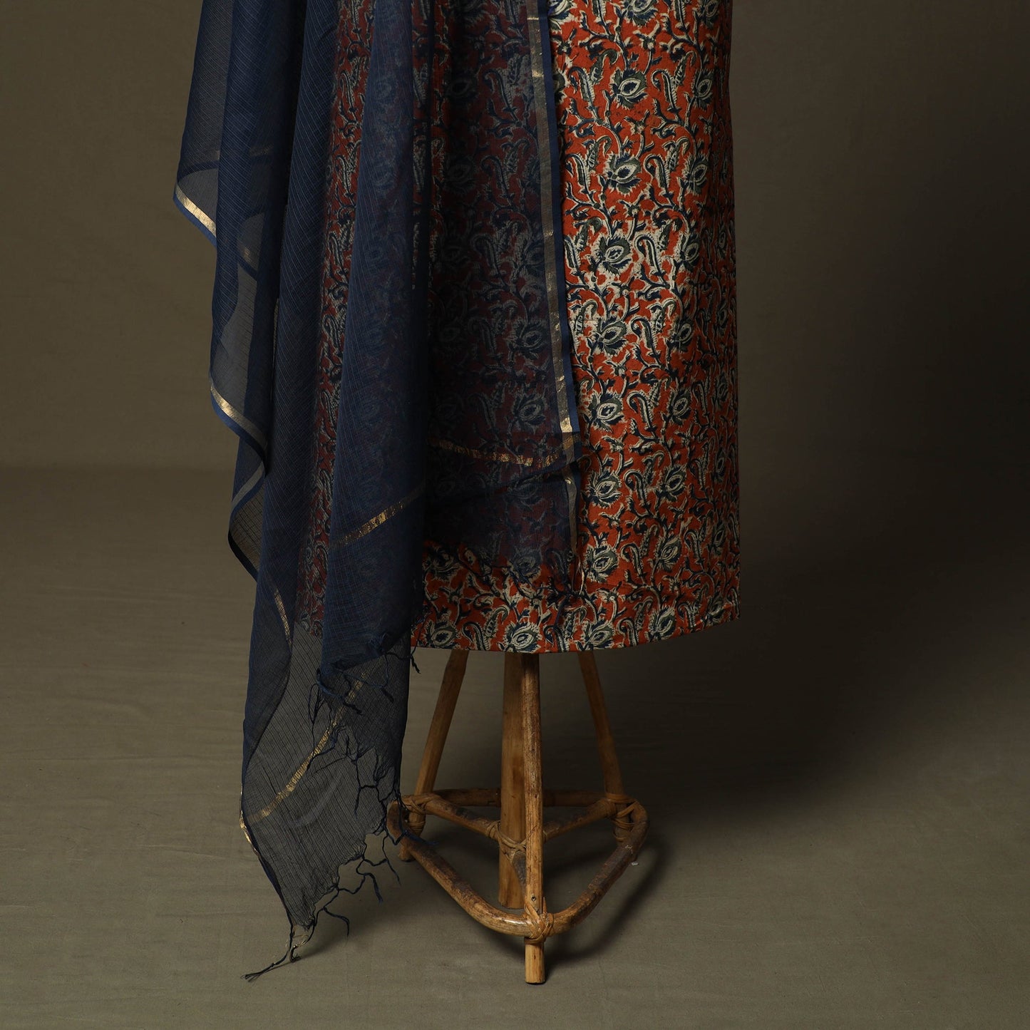Pedana kalamkari hand block print natural dyed cotton 2pc