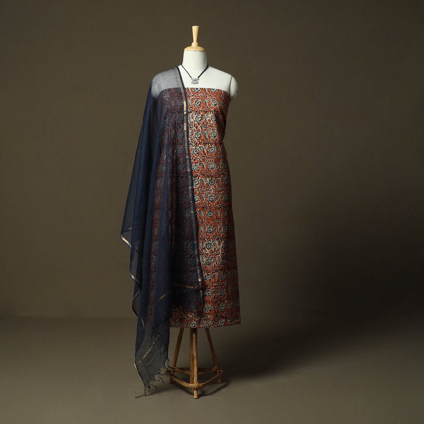 Pedana kalamkari hand block print natural dyed cotton 2pc