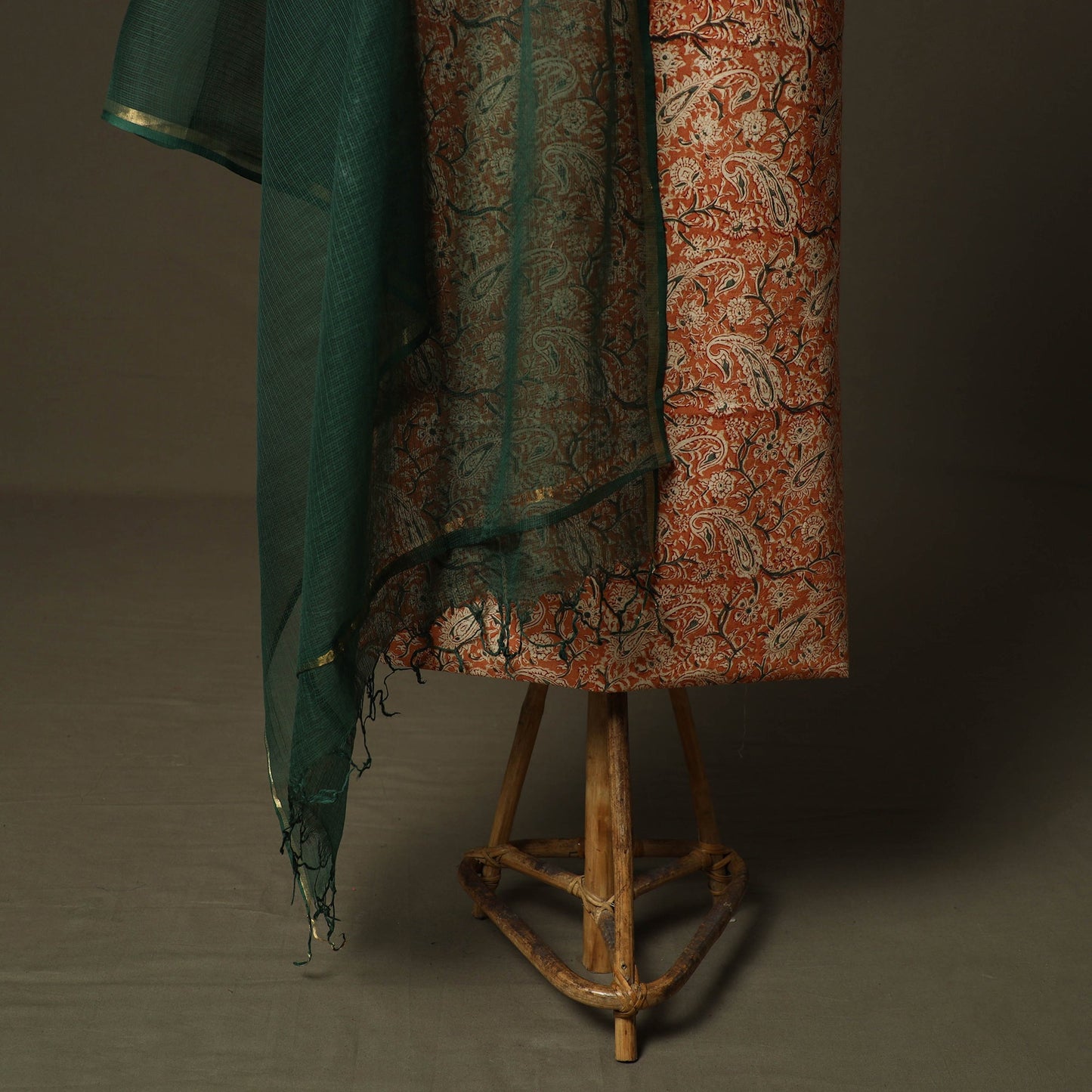 Pedana kalamkari hand block print natural dyed cotton 2pc