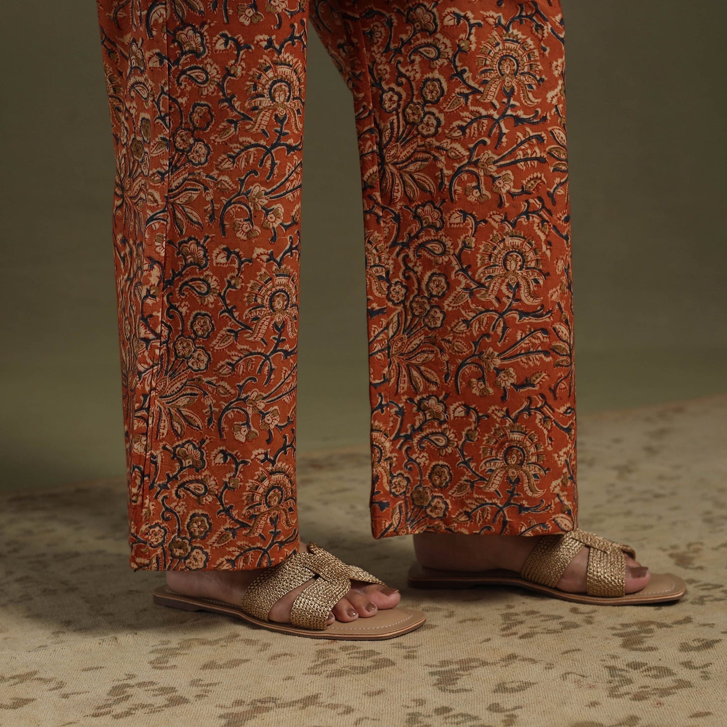 Orange Pedana Natural Dyed Block Print Kalamkari Co-ord Set