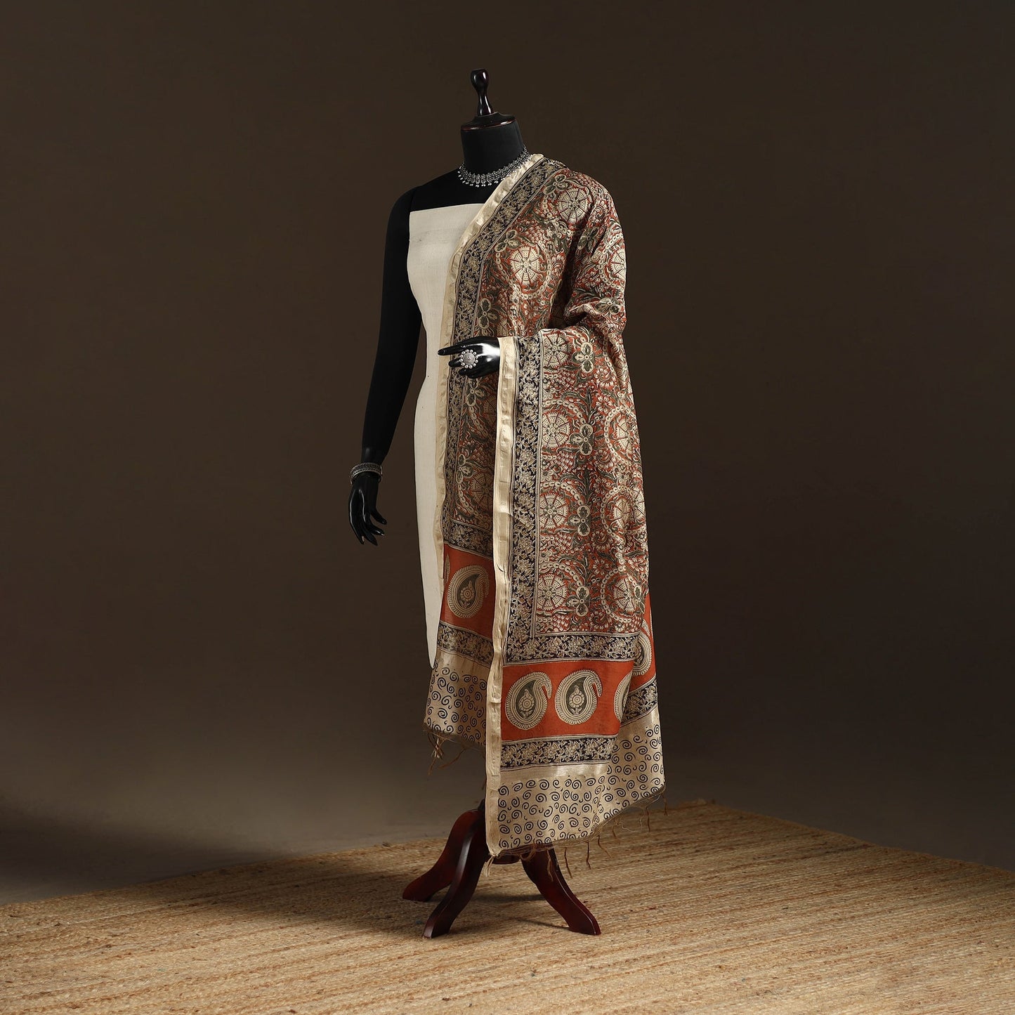 Orange - pedana natural dyed hand kalamkari dupatta