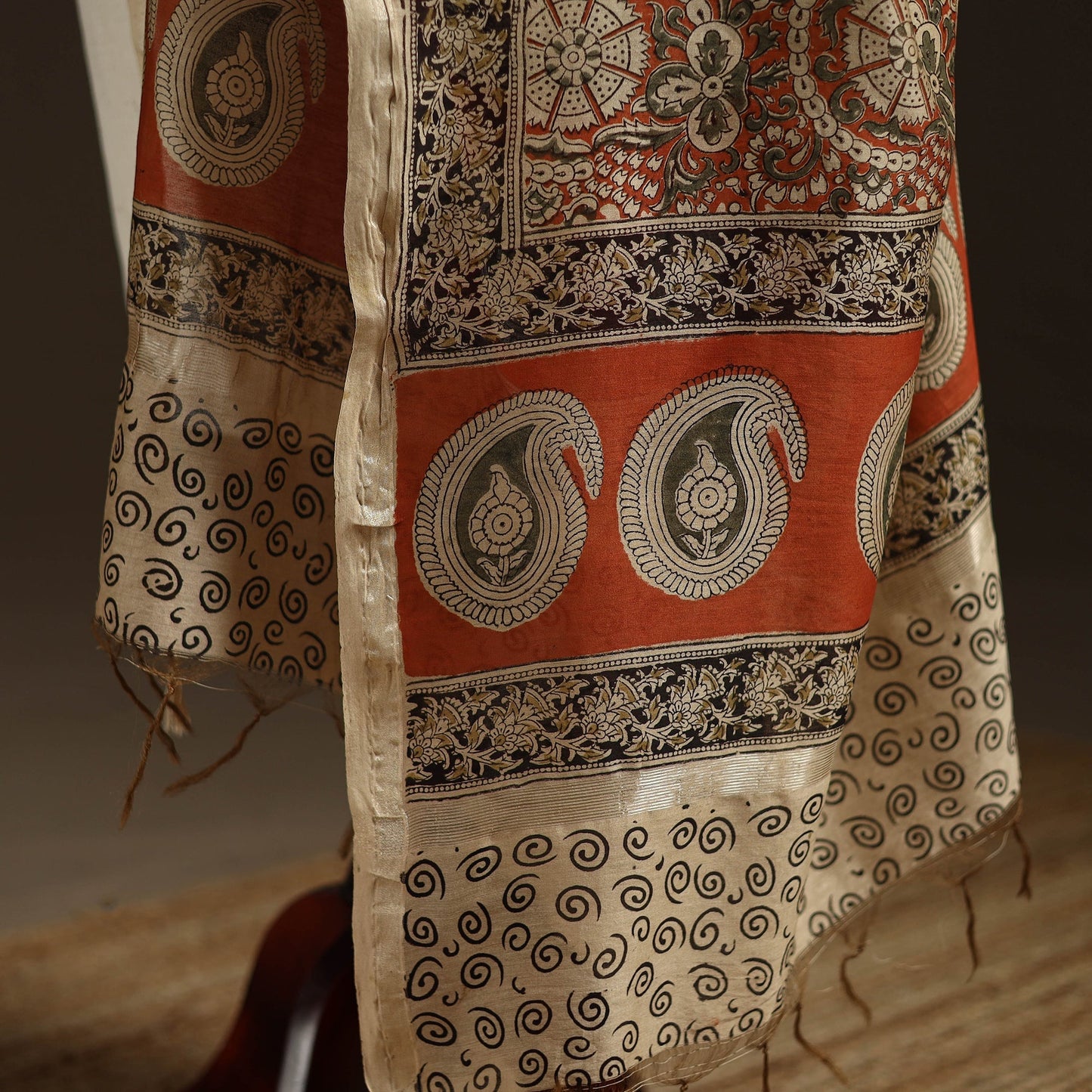 Orange - pedana natural dyed hand kalamkari dupatta