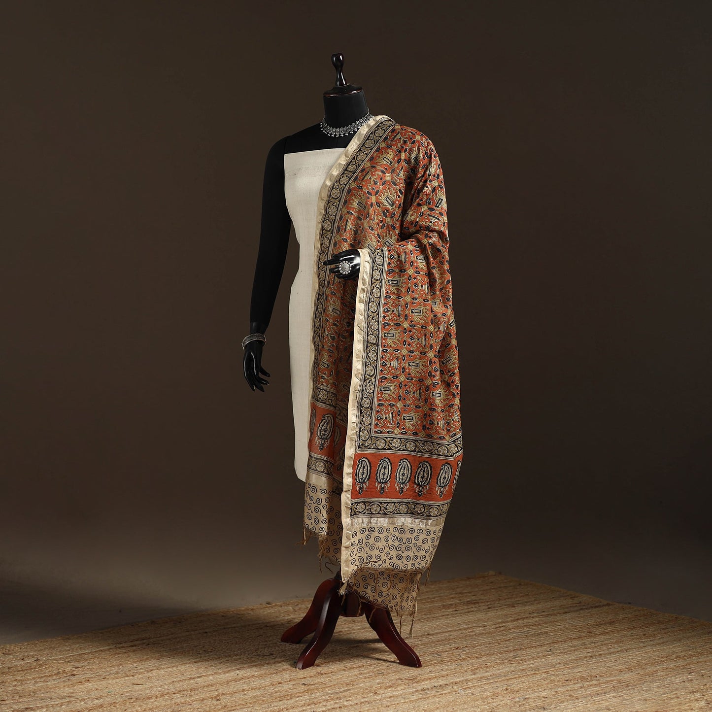 Orange - pedana natural dyed hand kalamkari dupatta