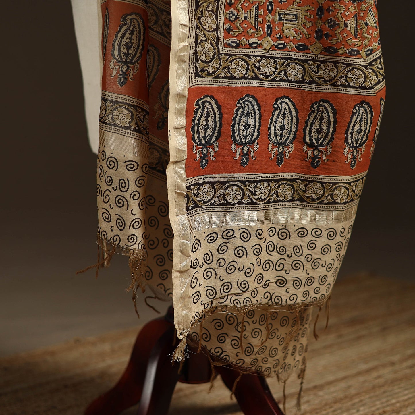 Orange - pedana natural dyed hand kalamkari dupatta
