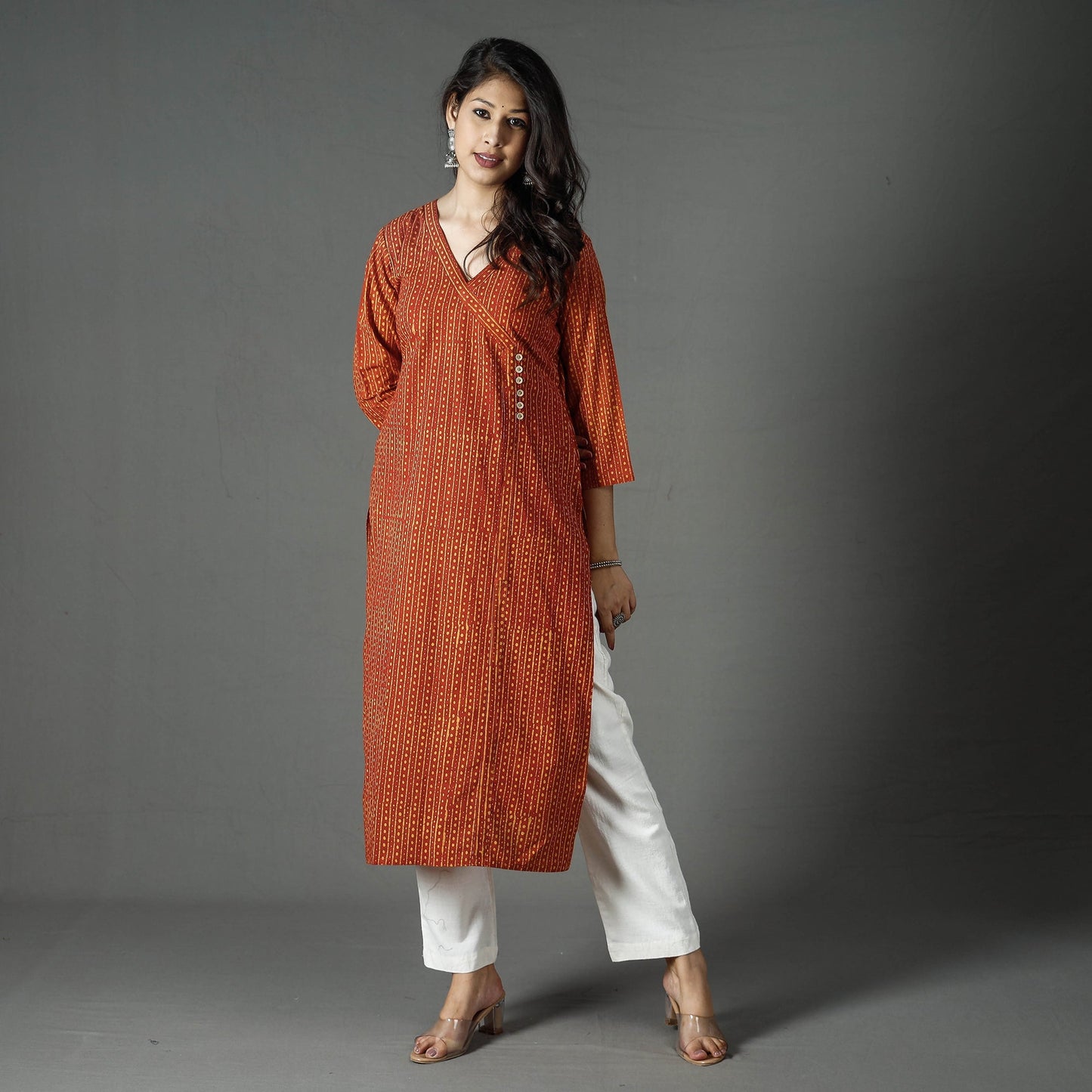 Buy Pipad Block Printed Cotton Long Kurta Online at iTokri.com