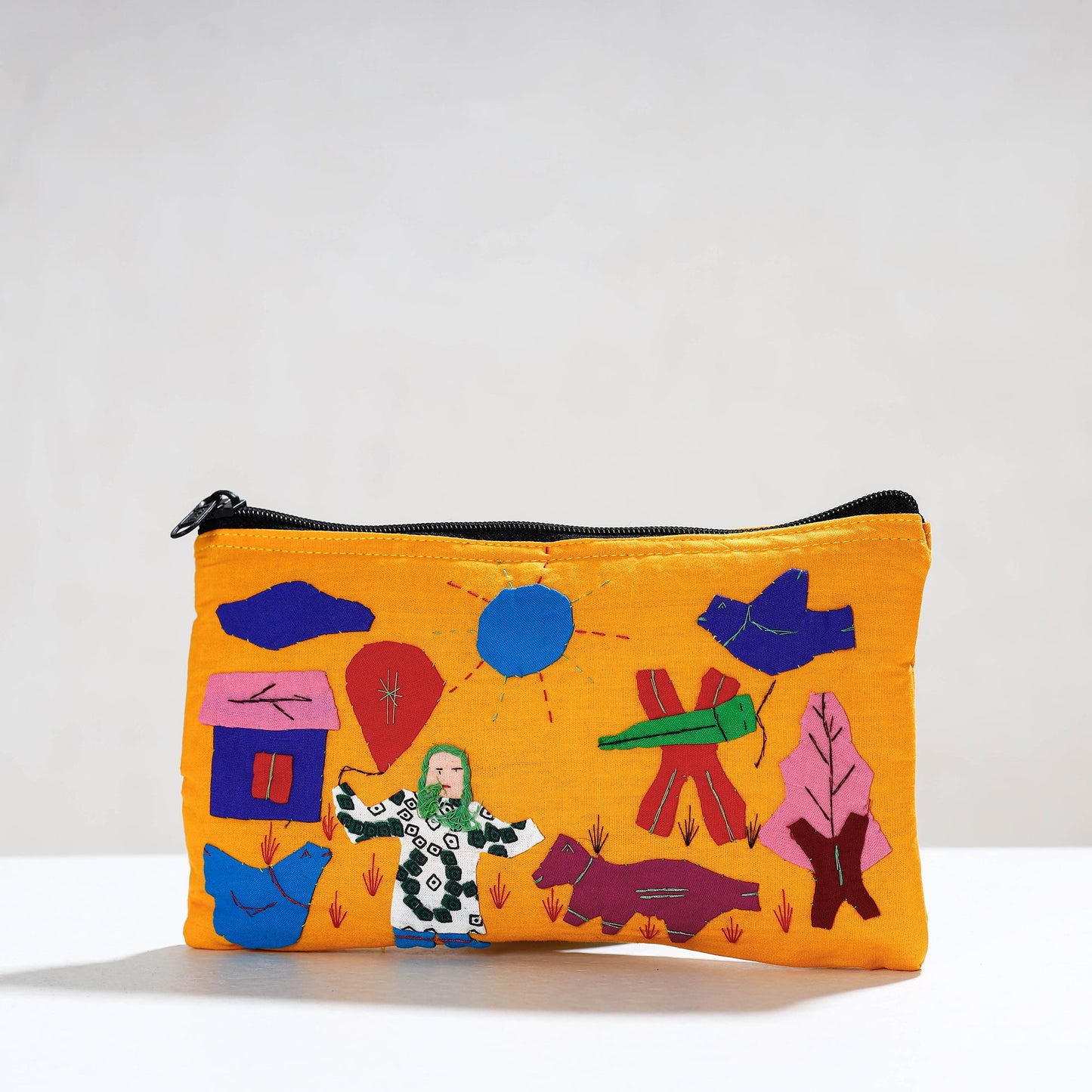Pipli Applique Work Cotton Cosmetic Pouch