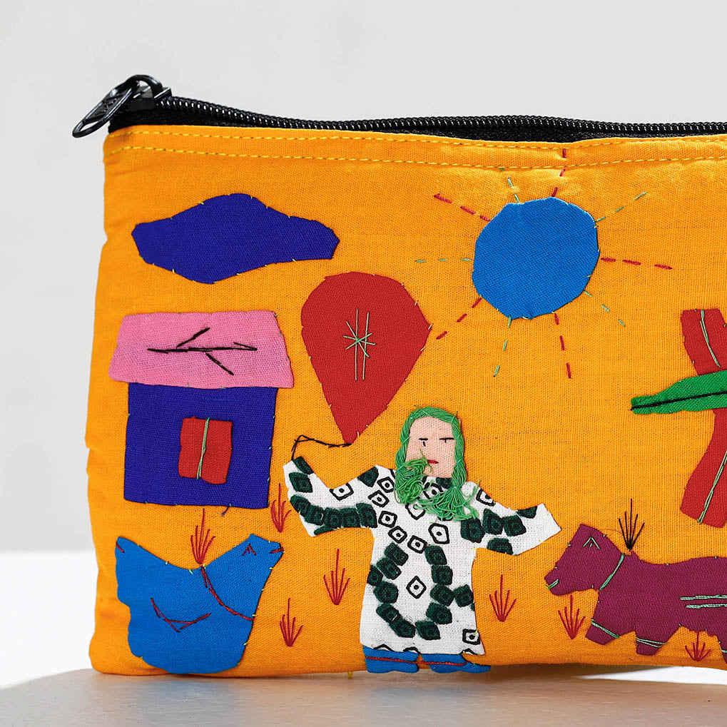 Pipli Applique Work Cotton Cosmetic Pouch