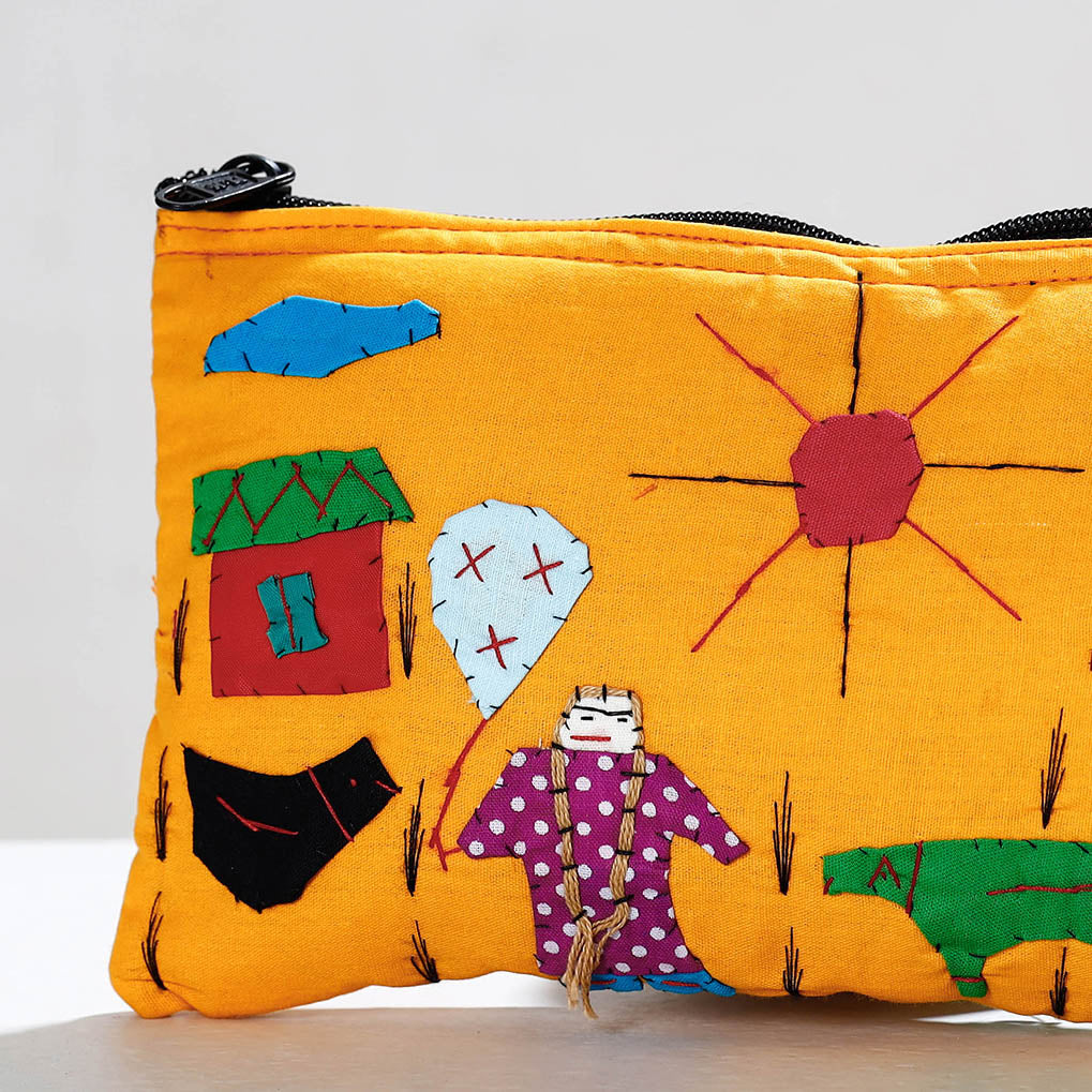 Pipli Applique Work Cotton Cosmetic Pouch