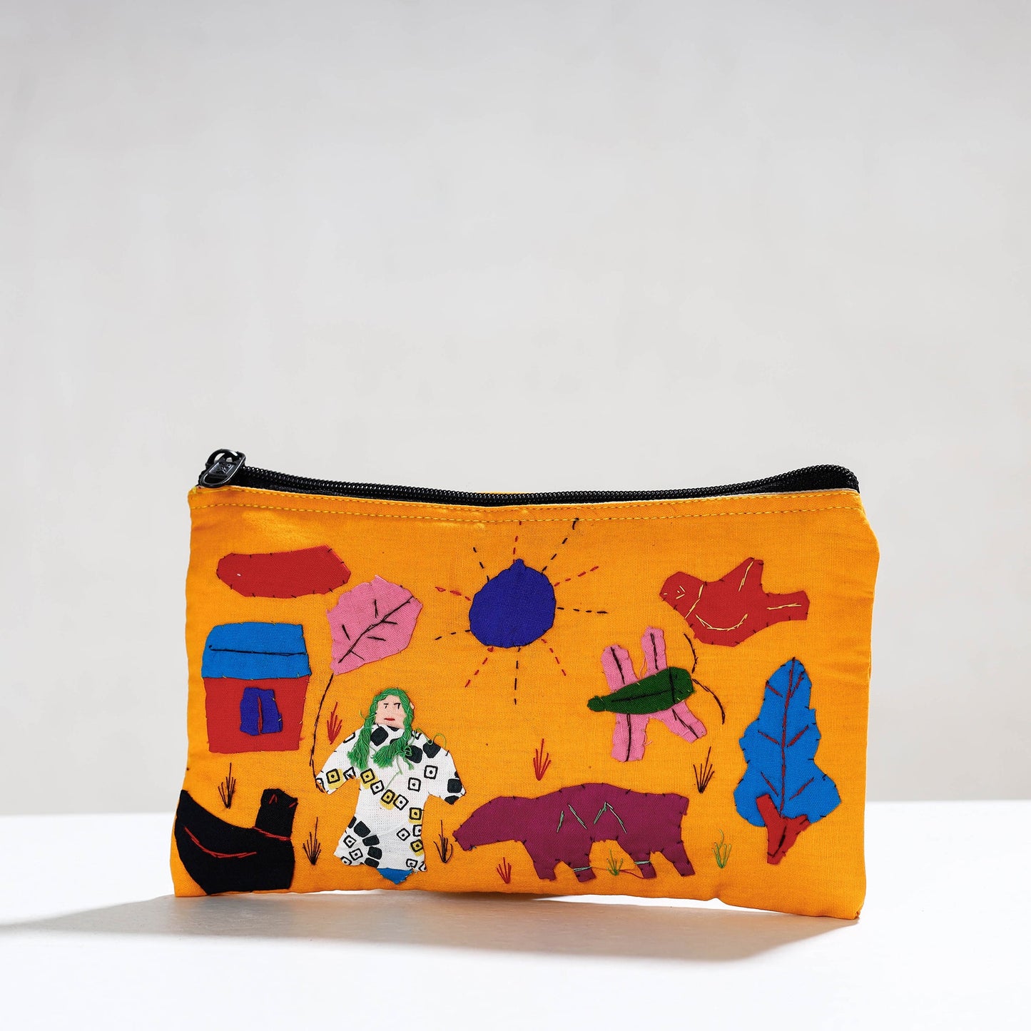 Pipli Applique Work Cotton Cosmetic Pouch