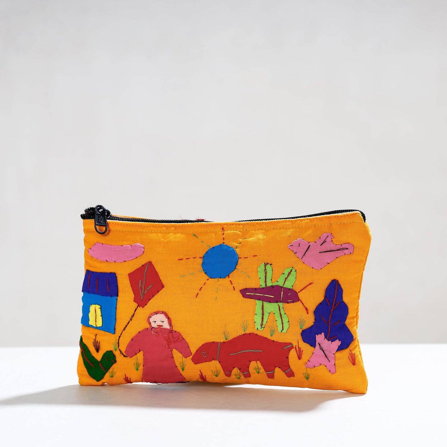 Pipli Applique Work Cotton Cosmetic Pouch