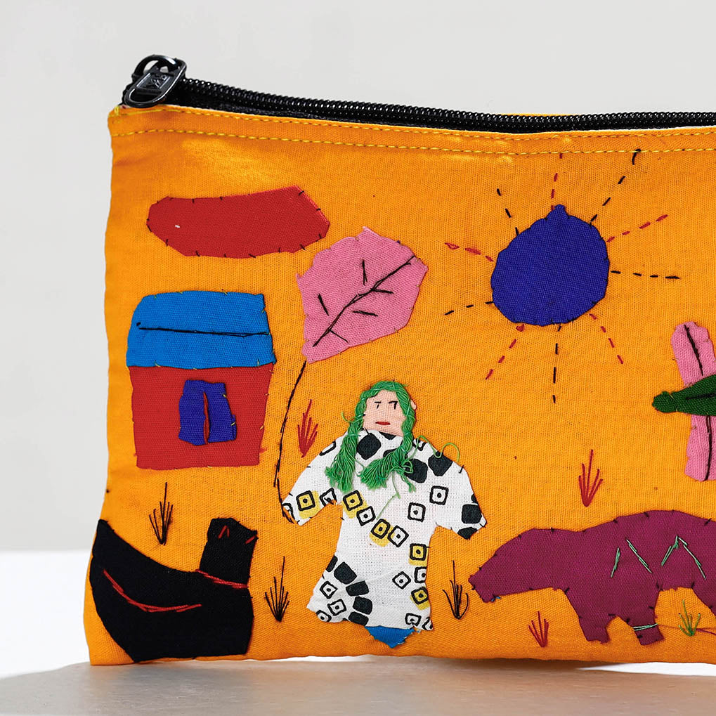 Pipli Applique Work Cotton Cosmetic Pouch