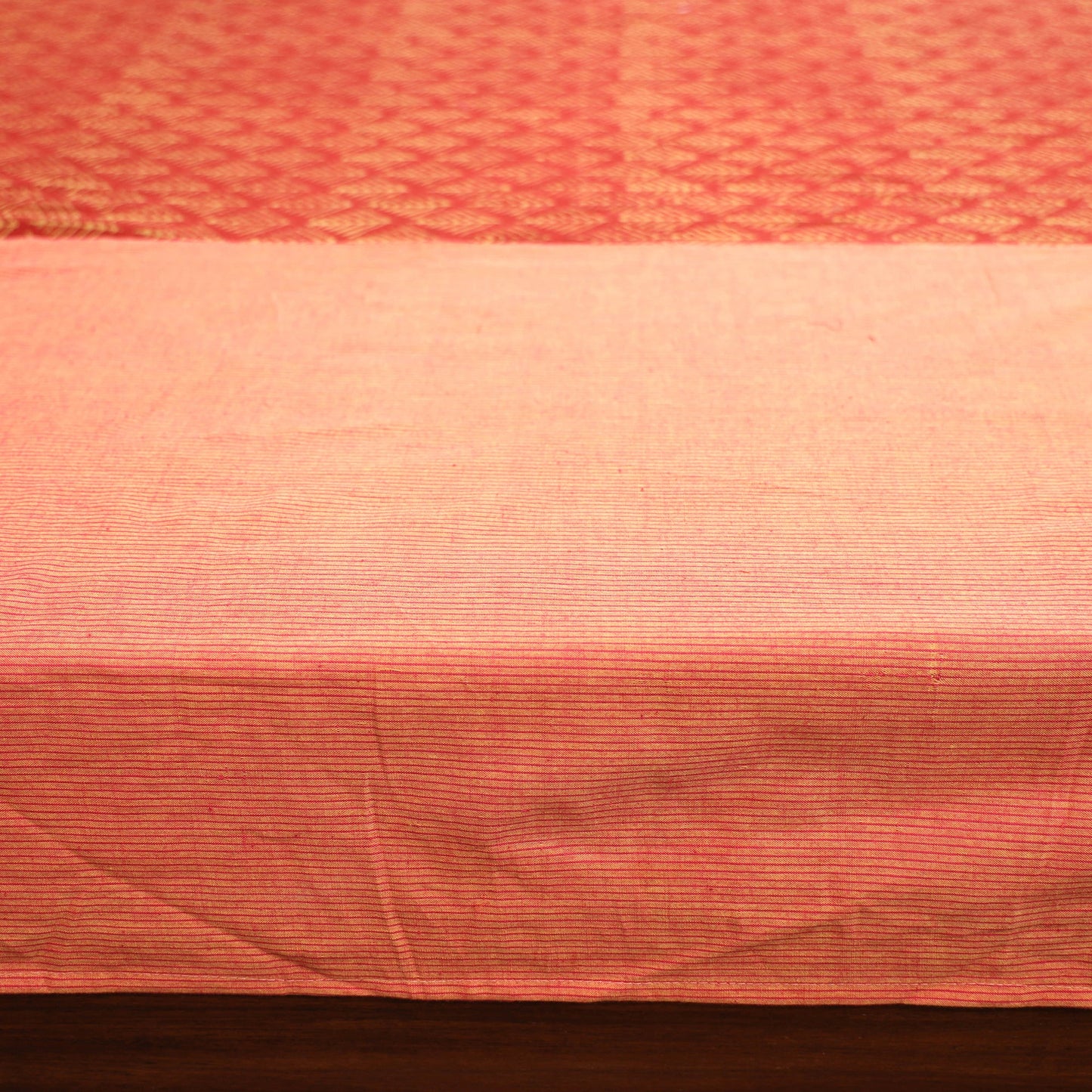 Plain Cotton Double Bed Cover with Block Print Patchwork
