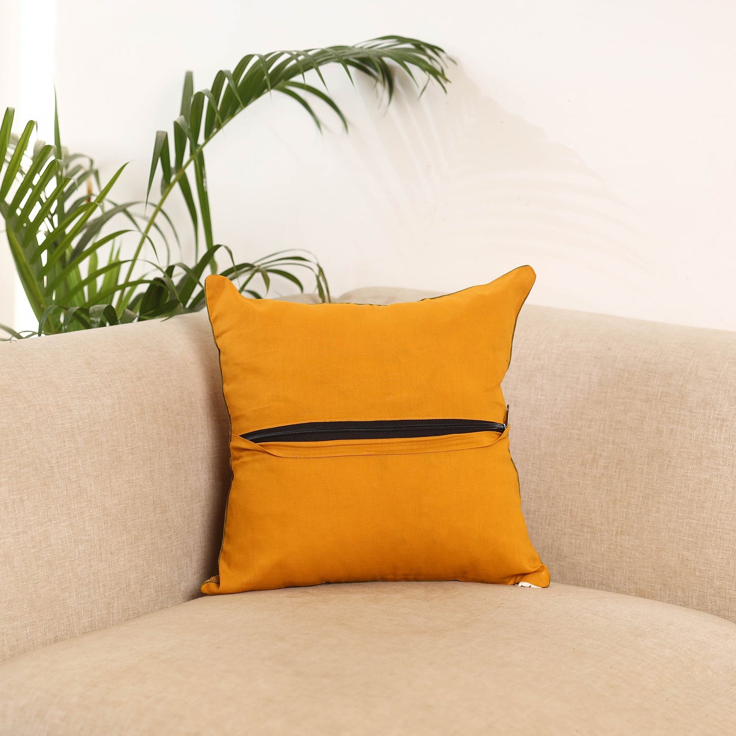 Orange - pochampally ikat cushion cover 22 - handcrafted