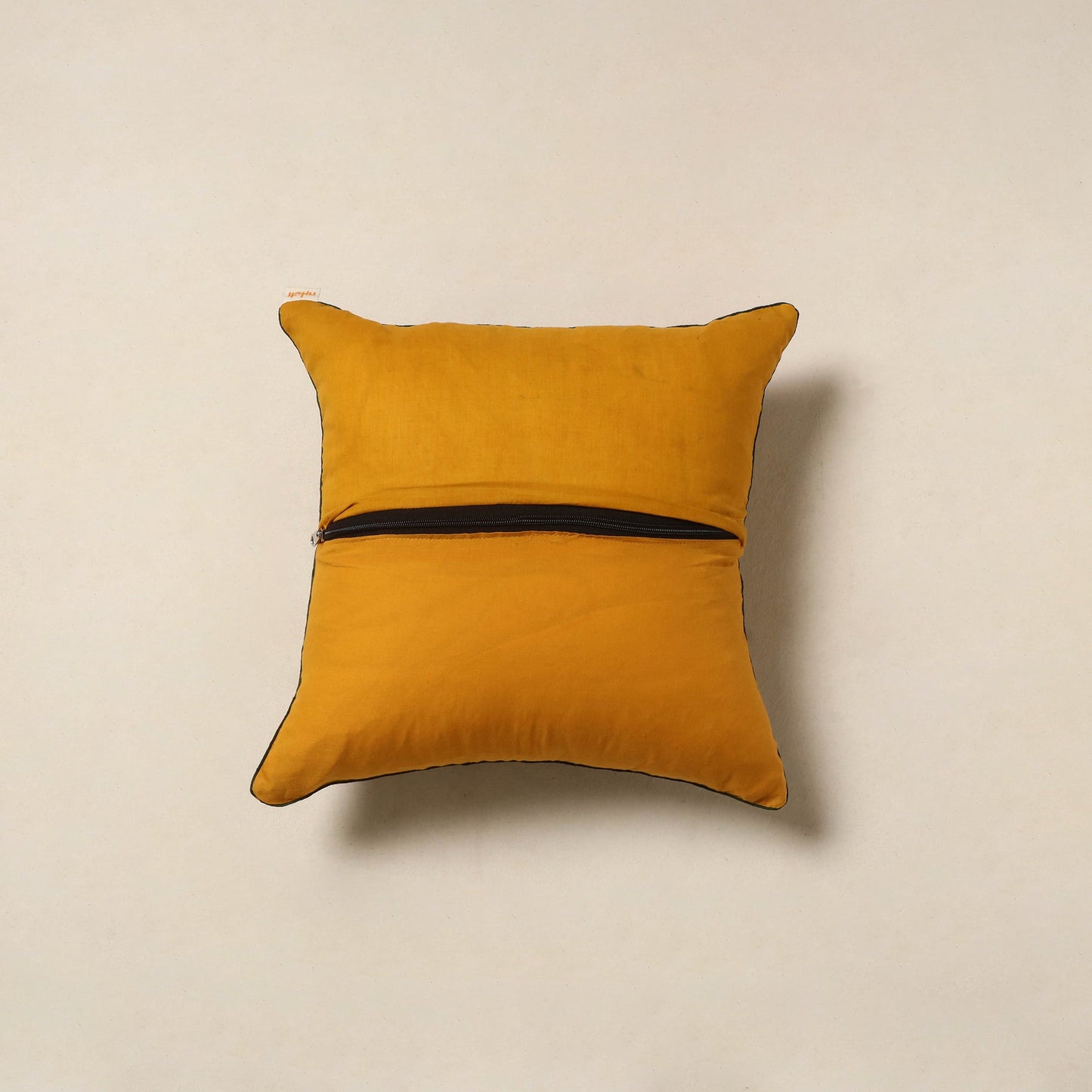 Orange - kalamkari cotton cushion cover 05 - handcrafted