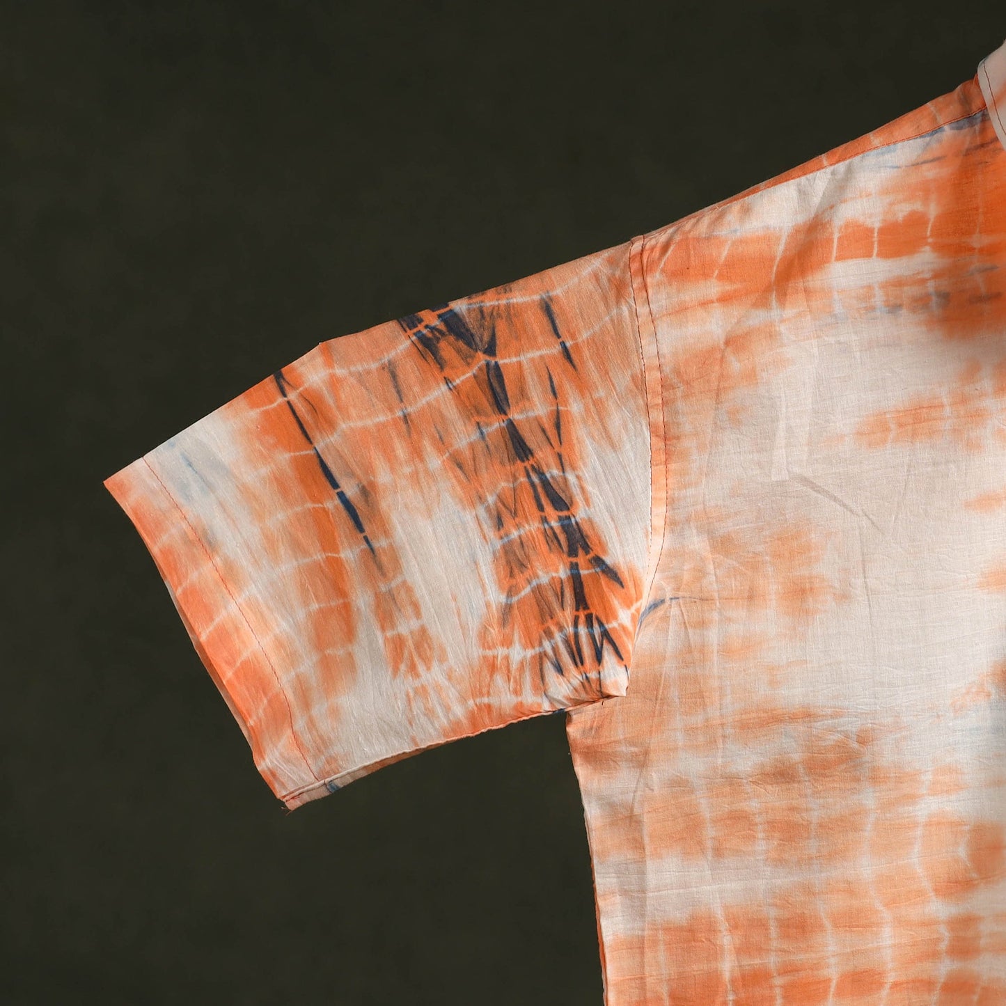 Orange - pure cotton half sleeve tie-dye men shibori shirt