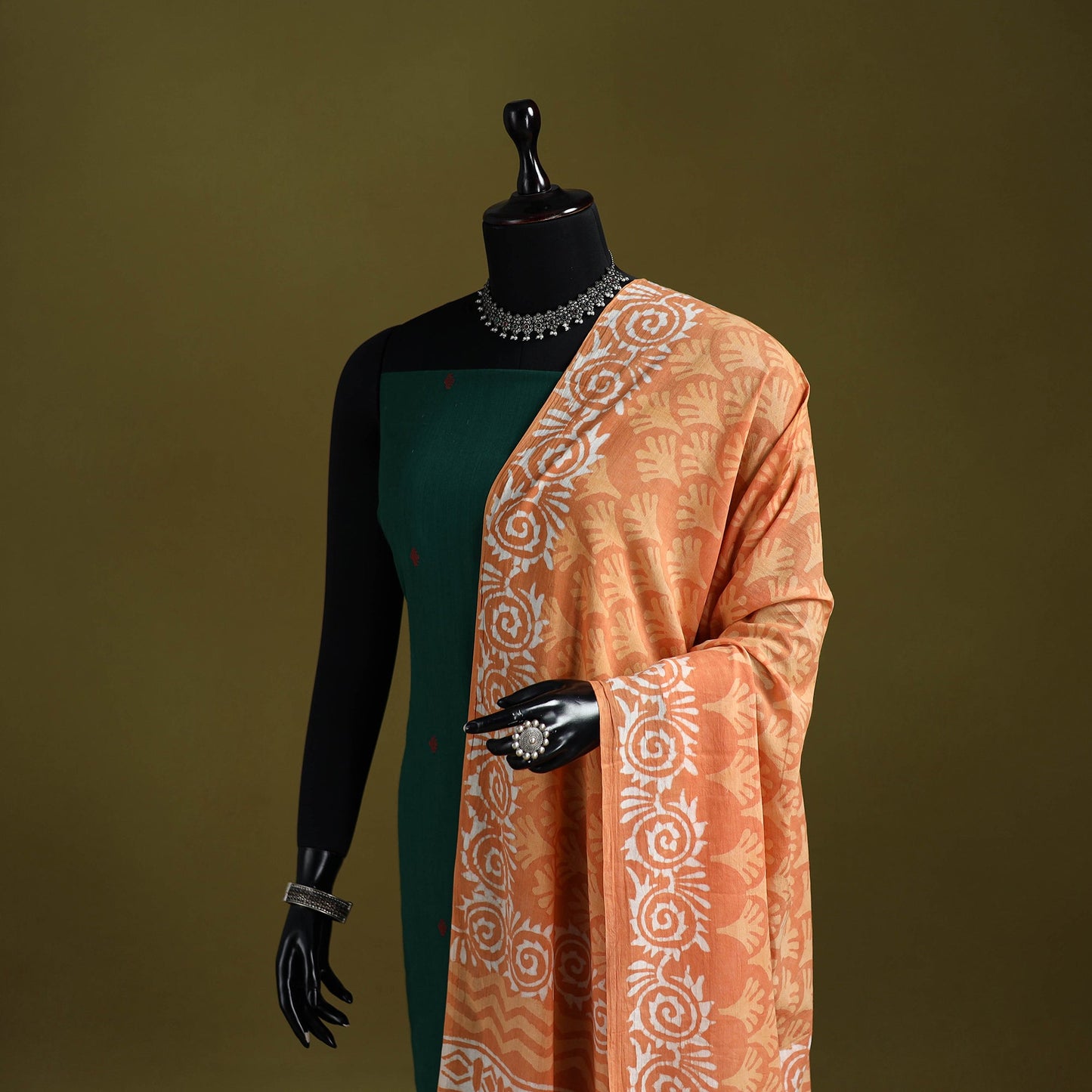 Orange - pure mul cotton hand dabu bagru dupatta 02