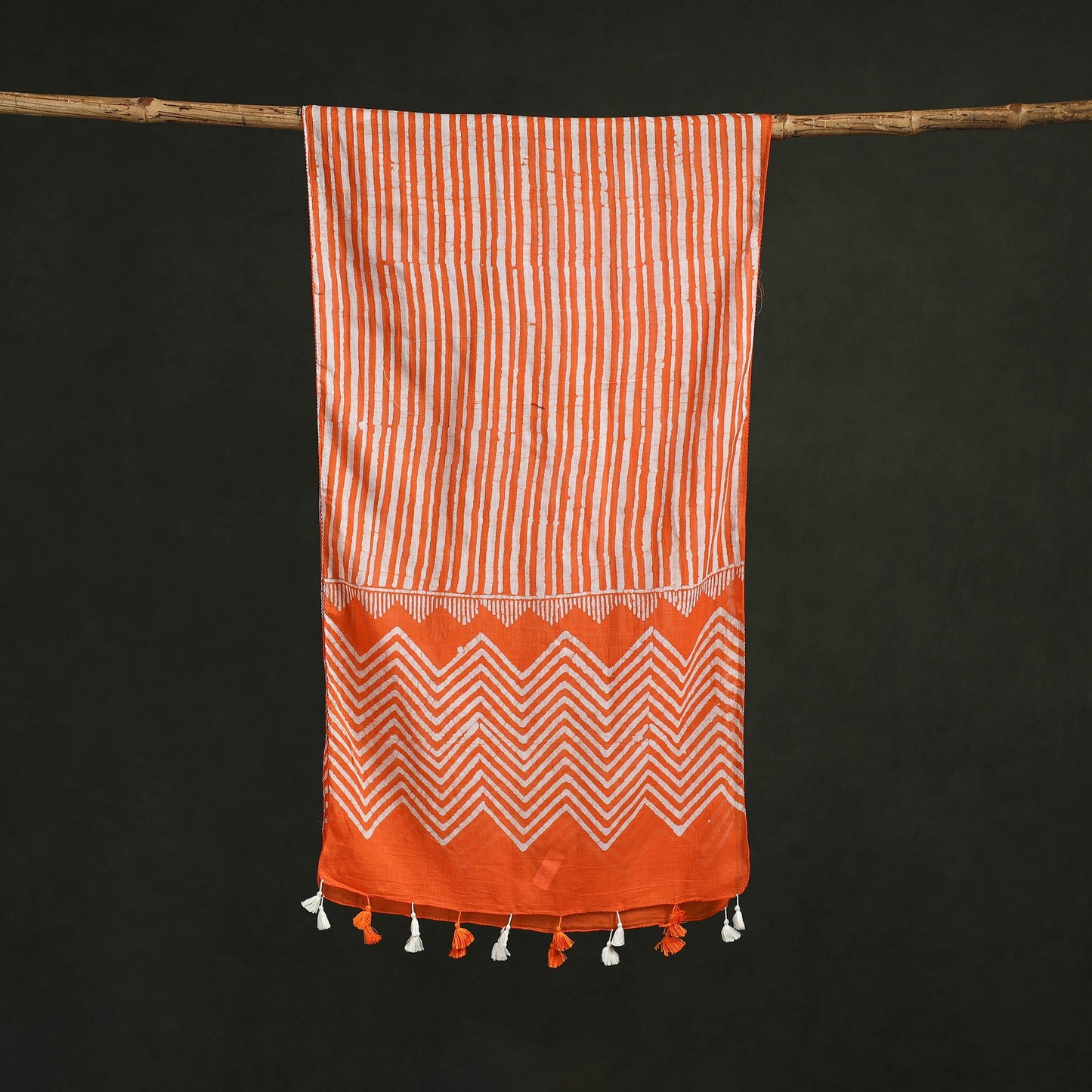 Pure mul cotton kutch hand block batik print stole
