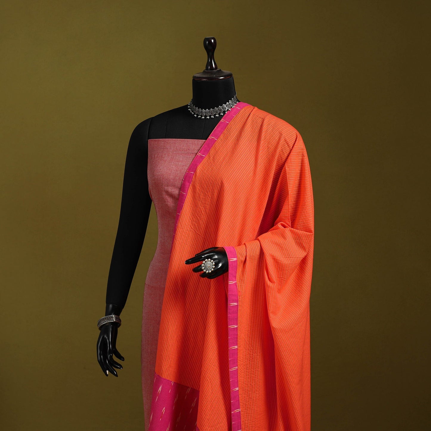 Running stitch with patchwork cotton dupatta 05