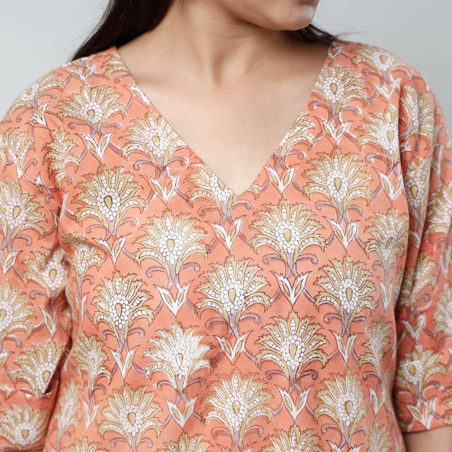 Sanganeri Block Printed Cotton Long Kurta for Women