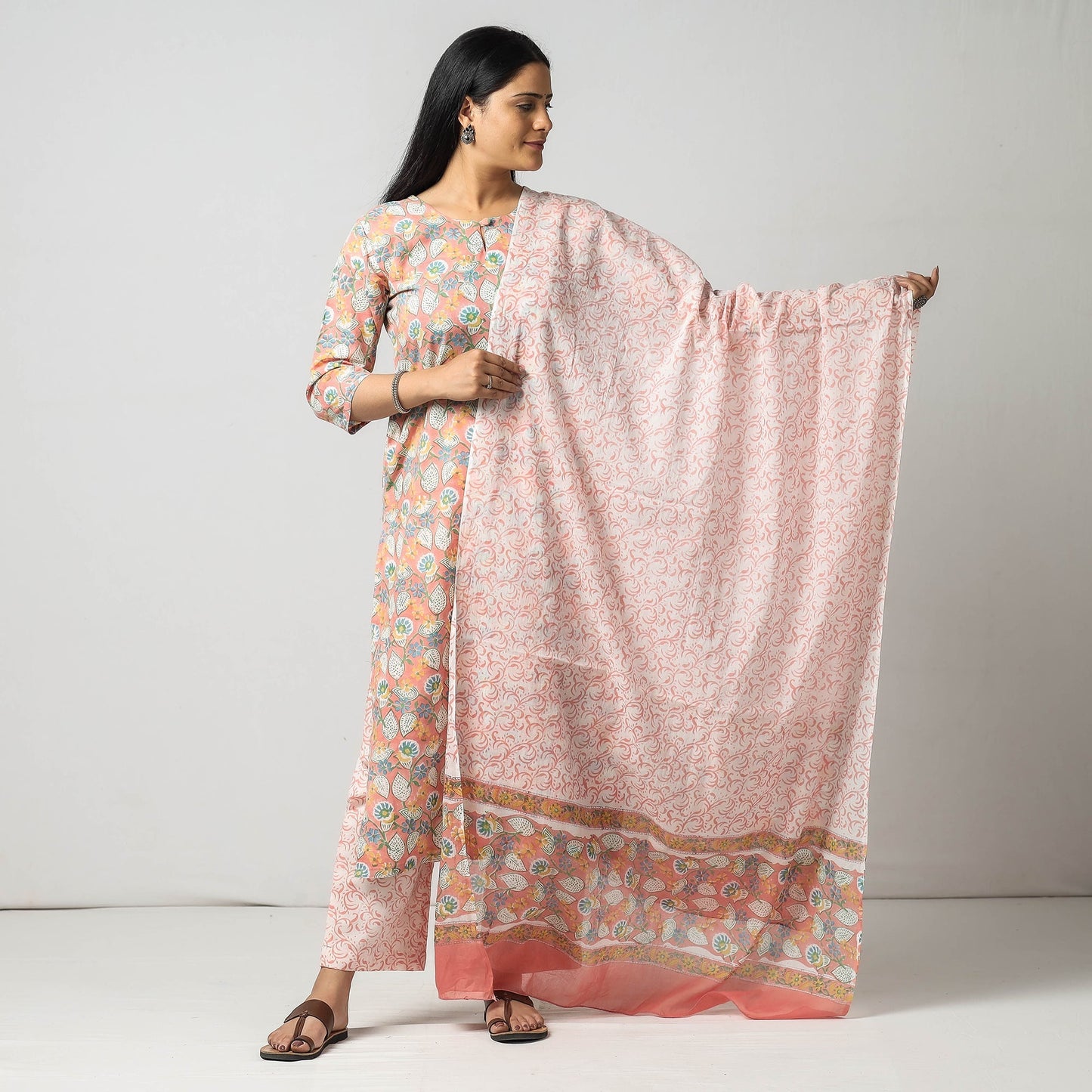 Sanganeri Kurta with Palazzo & Dupatta Set