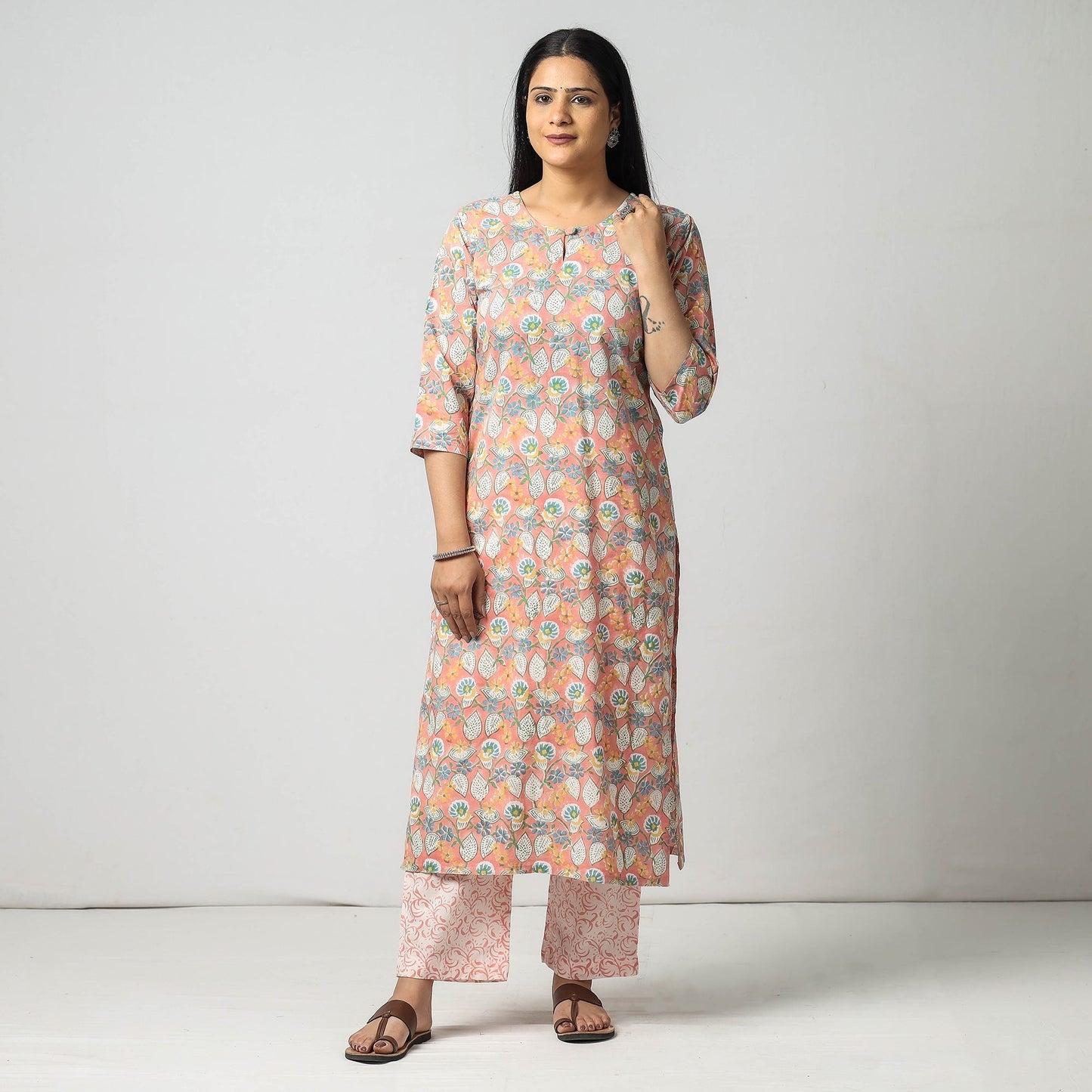 Sanganeri Kurta with Palazzo & Dupatta Set