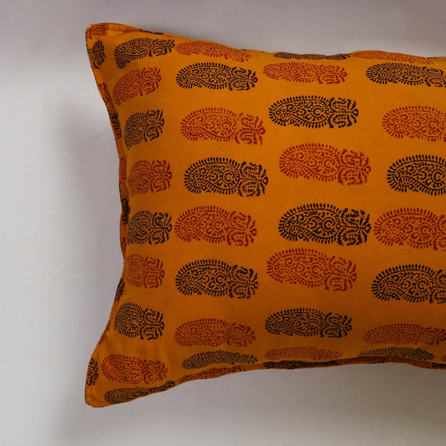 Orange - set of 2 bagh cotton pillow covers 07 - handcrafted