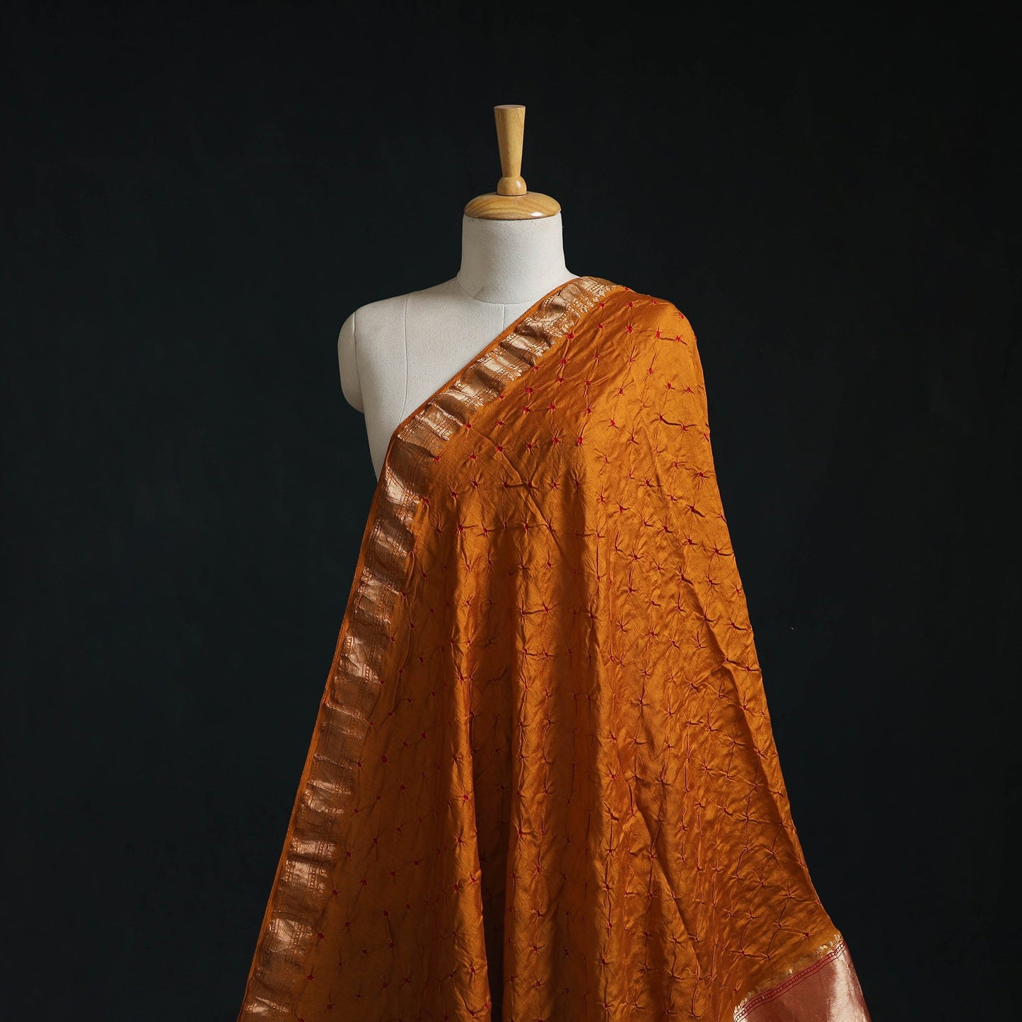 Silk tie-dye bandhani fabric with zari border 20