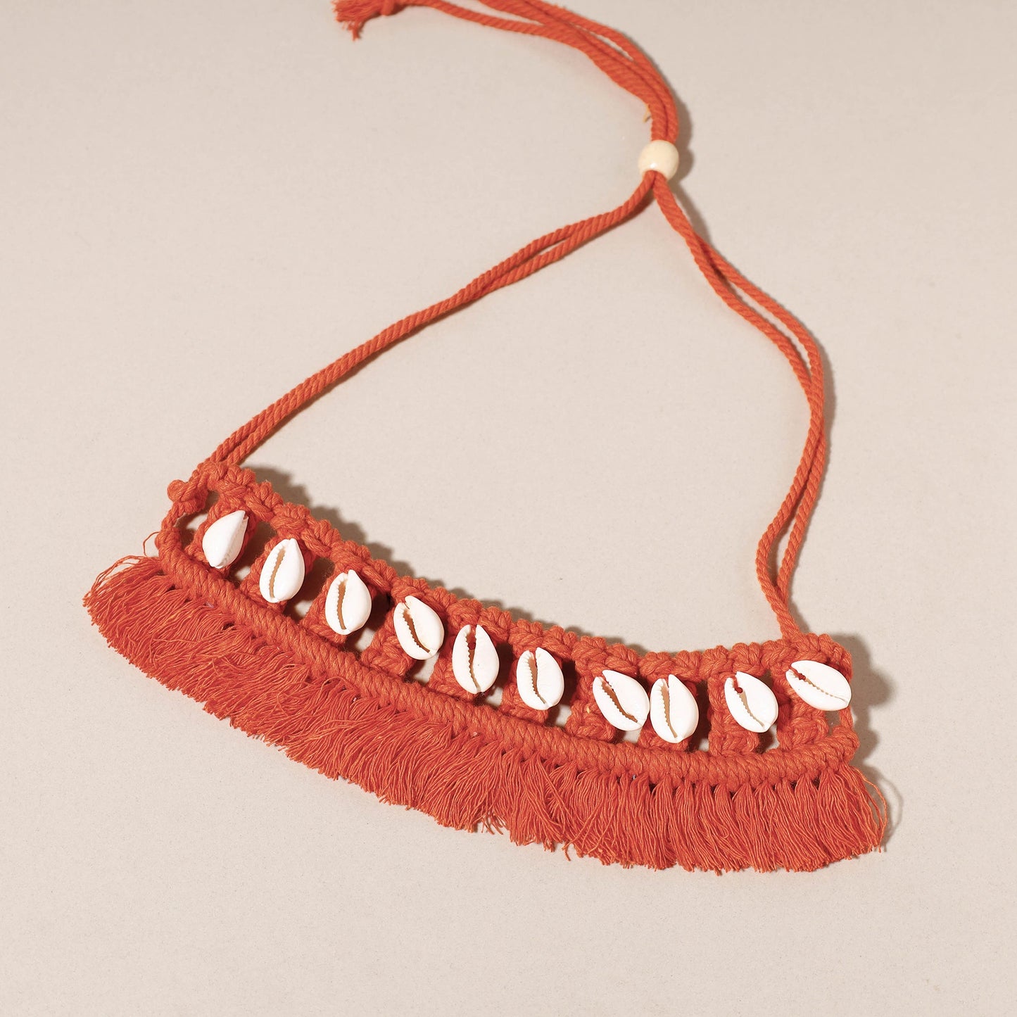 Thread & Seashell Work Handmade Macrame Choker Necklace