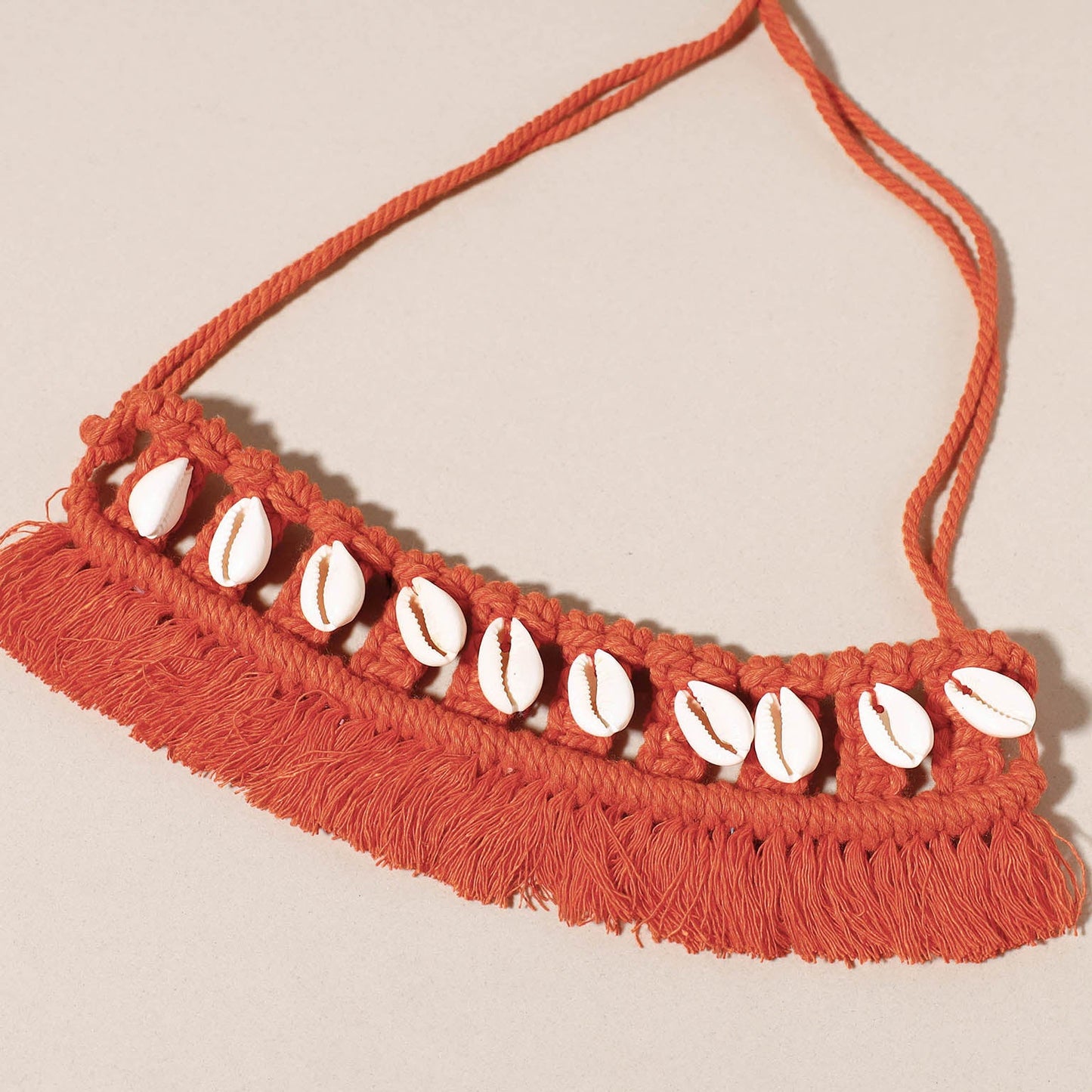 Thread & Seashell Work Handmade Macrame Choker Necklace