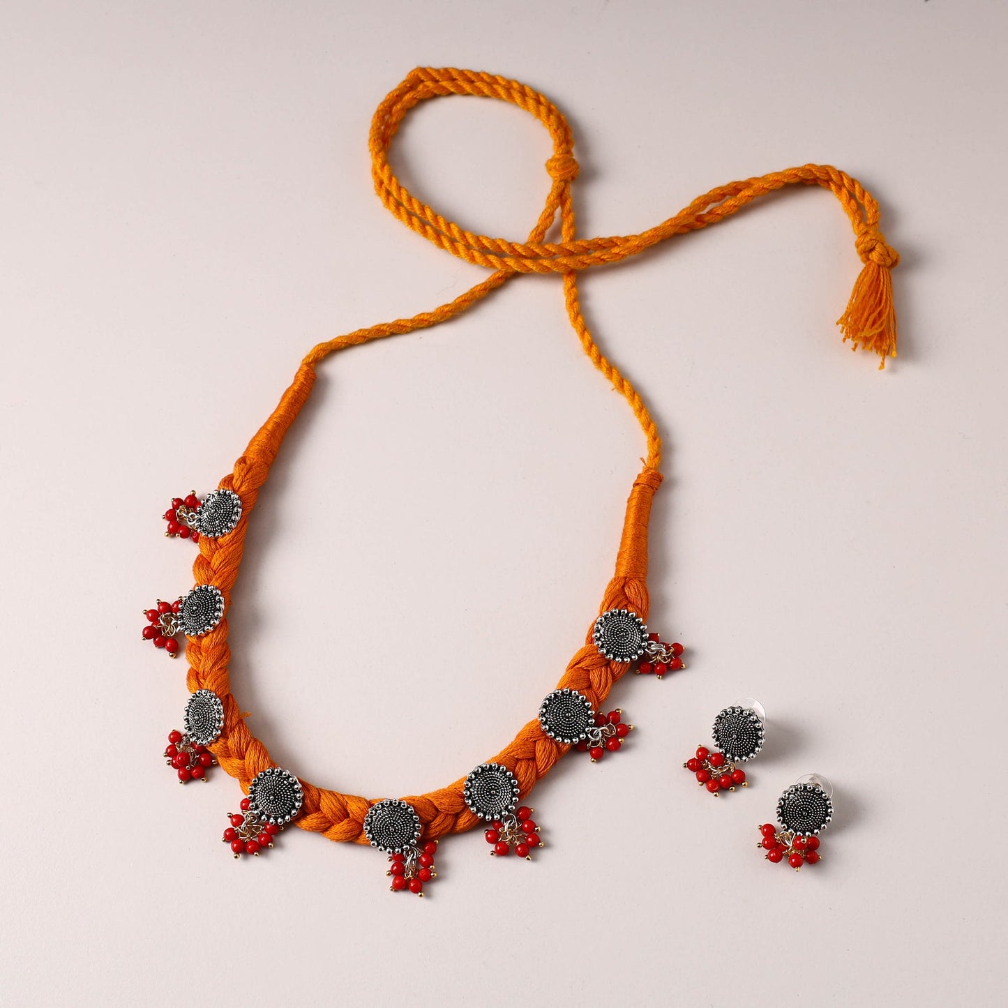Thread Work German Silver Necklace Set