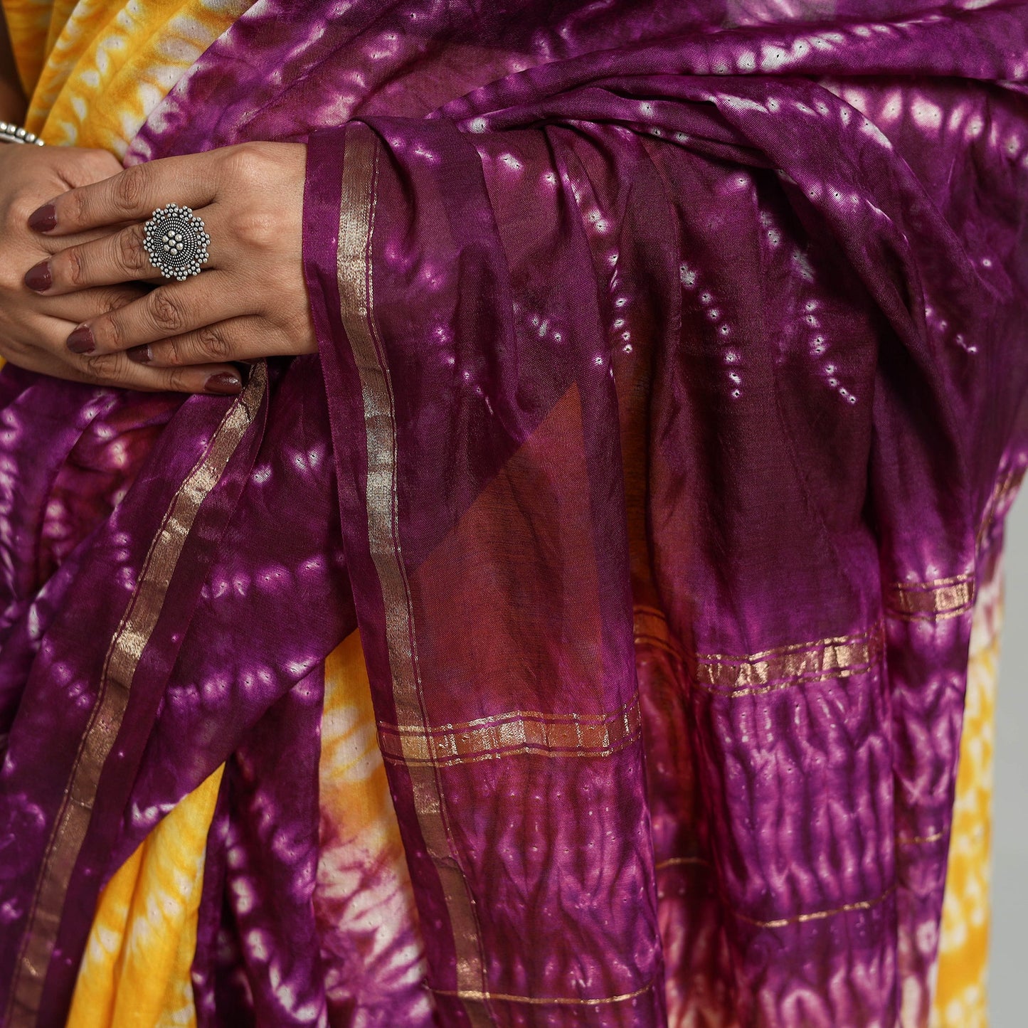 Orange Elegant Tie & Dye Shibori Silk Saree Online in India