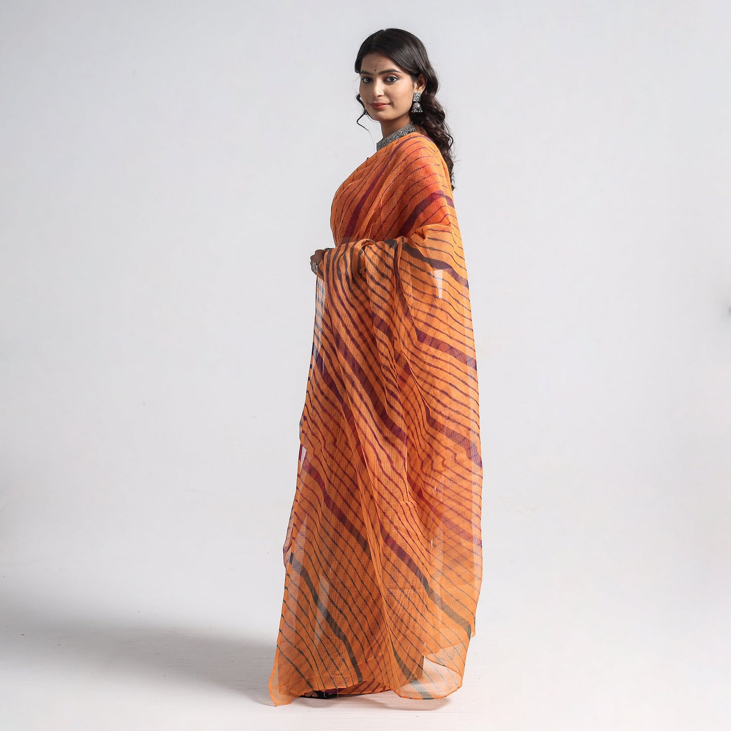 Leheriya Tie-Dye Kota Doria Cotton Saree