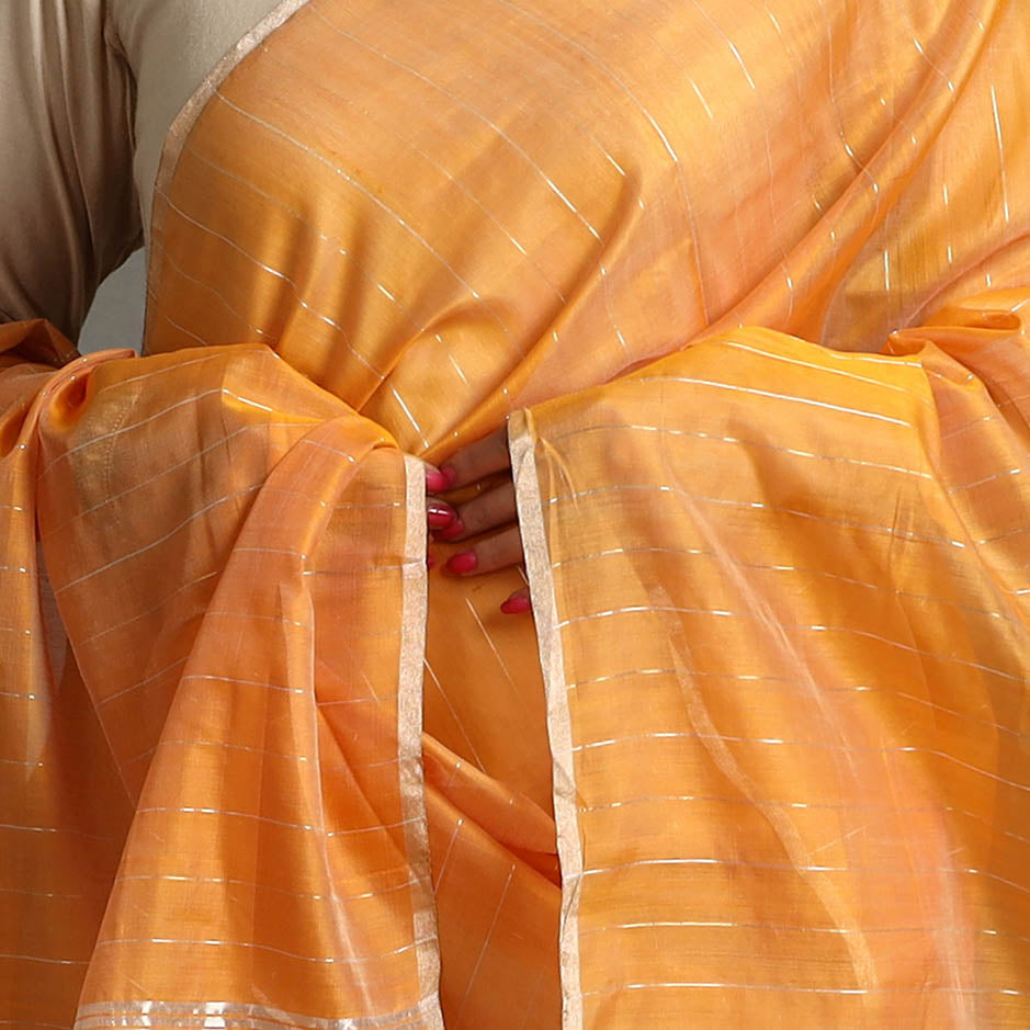 Chanderi Silk Handloom Jangala Palla Zari Stripe Dupatta 48