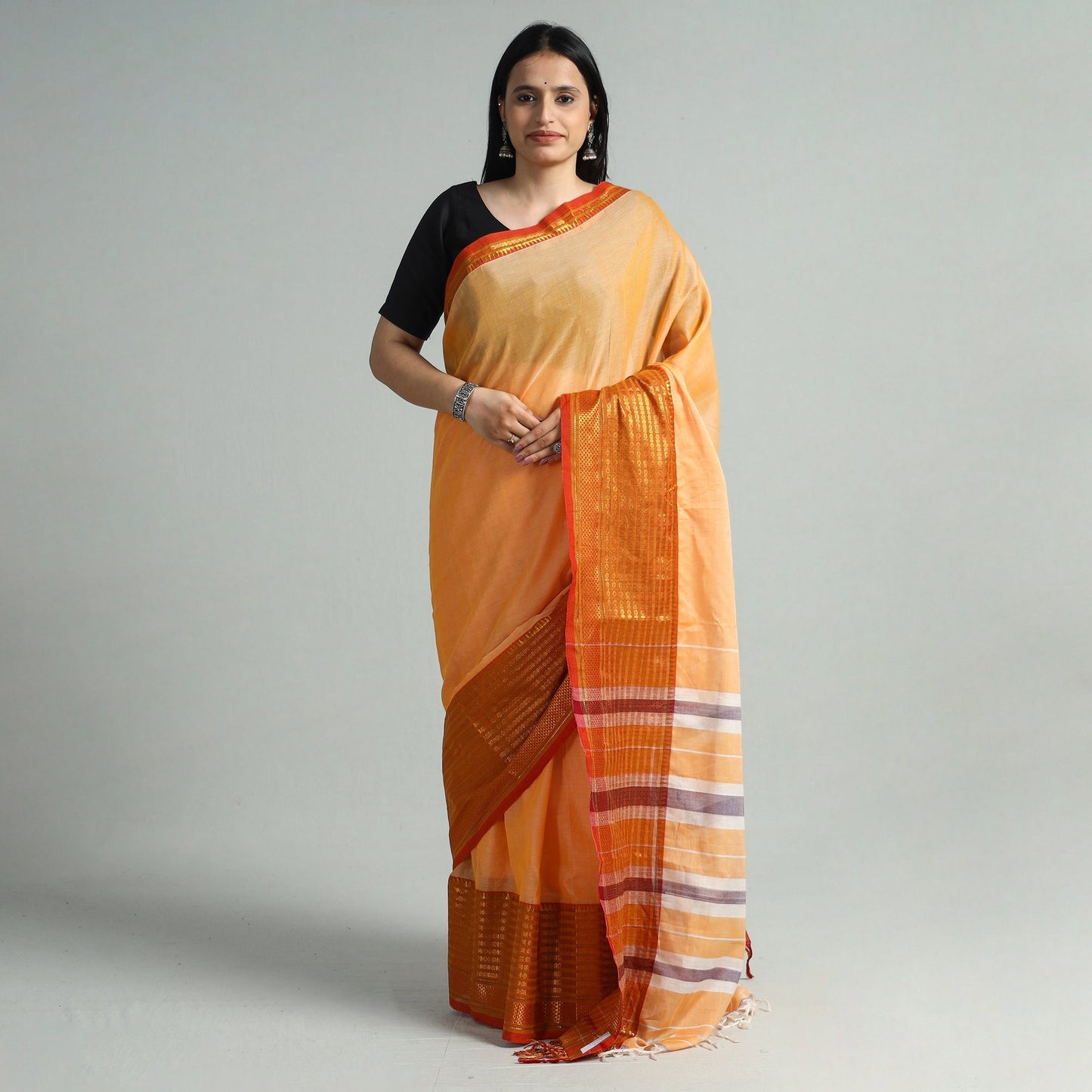 Traditional Narayanpet Mercerised Cotton Saree with Zari Border 104