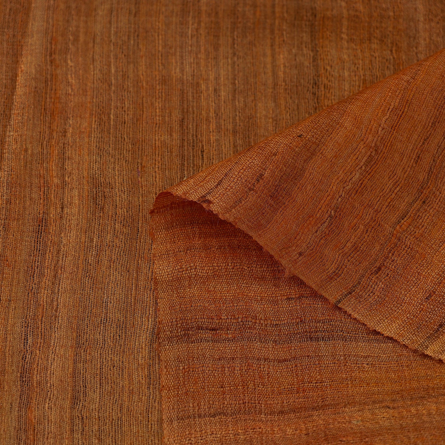 Orange - vidarbha pure tussar x ghicha silk handloom fabric