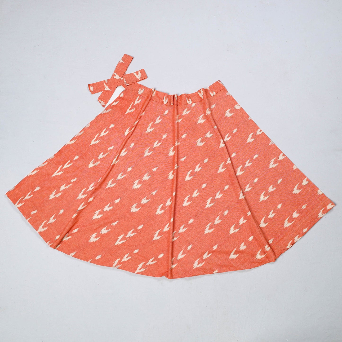 Orange Wrap Around Cotton Pochampally Ikat Skirt