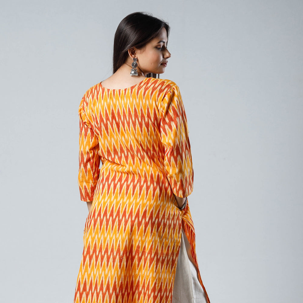 Pochampally Ikat Weave Cotton Long Straight Kurta