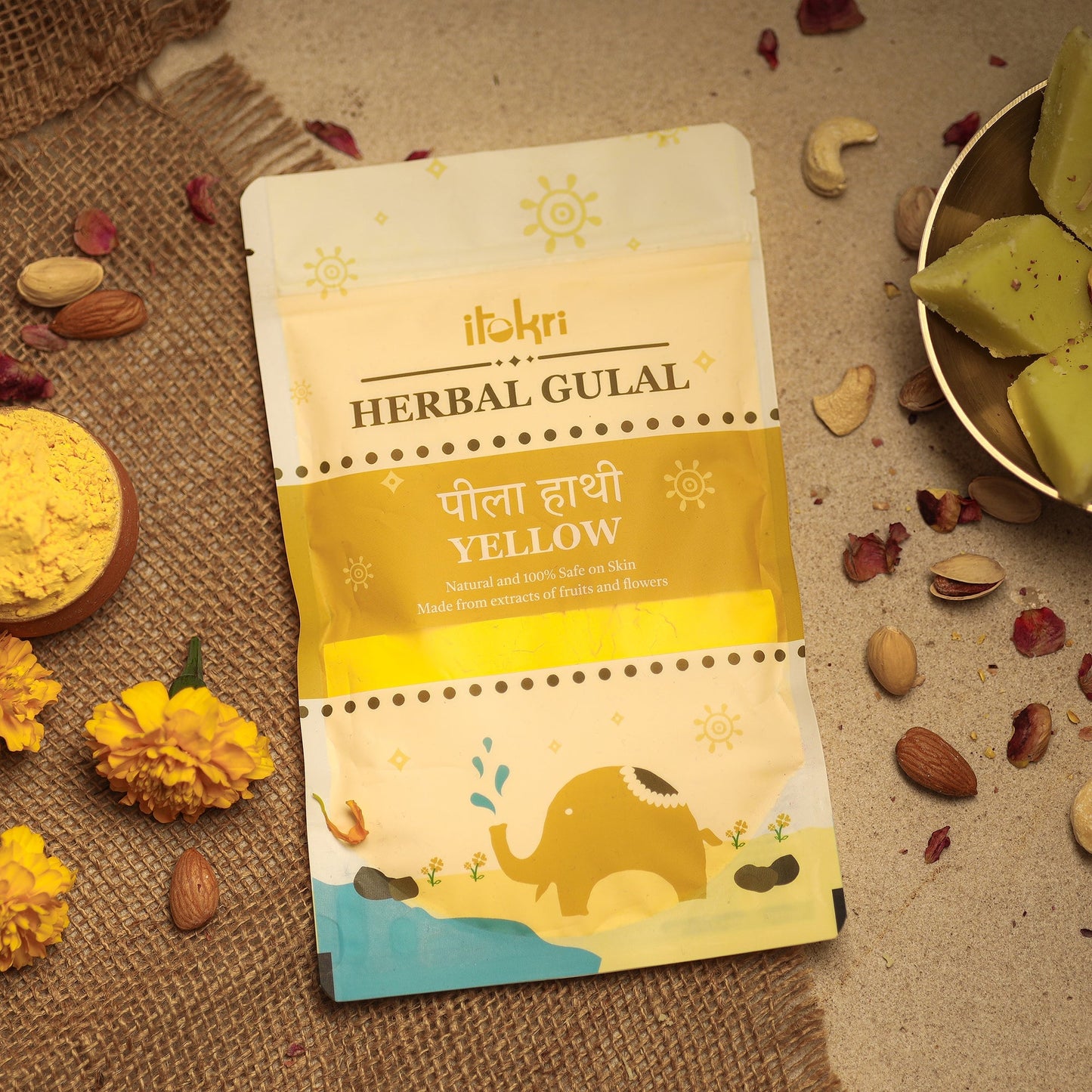 Yellow Organic Herbal Gulal Holi Colour (100gm)