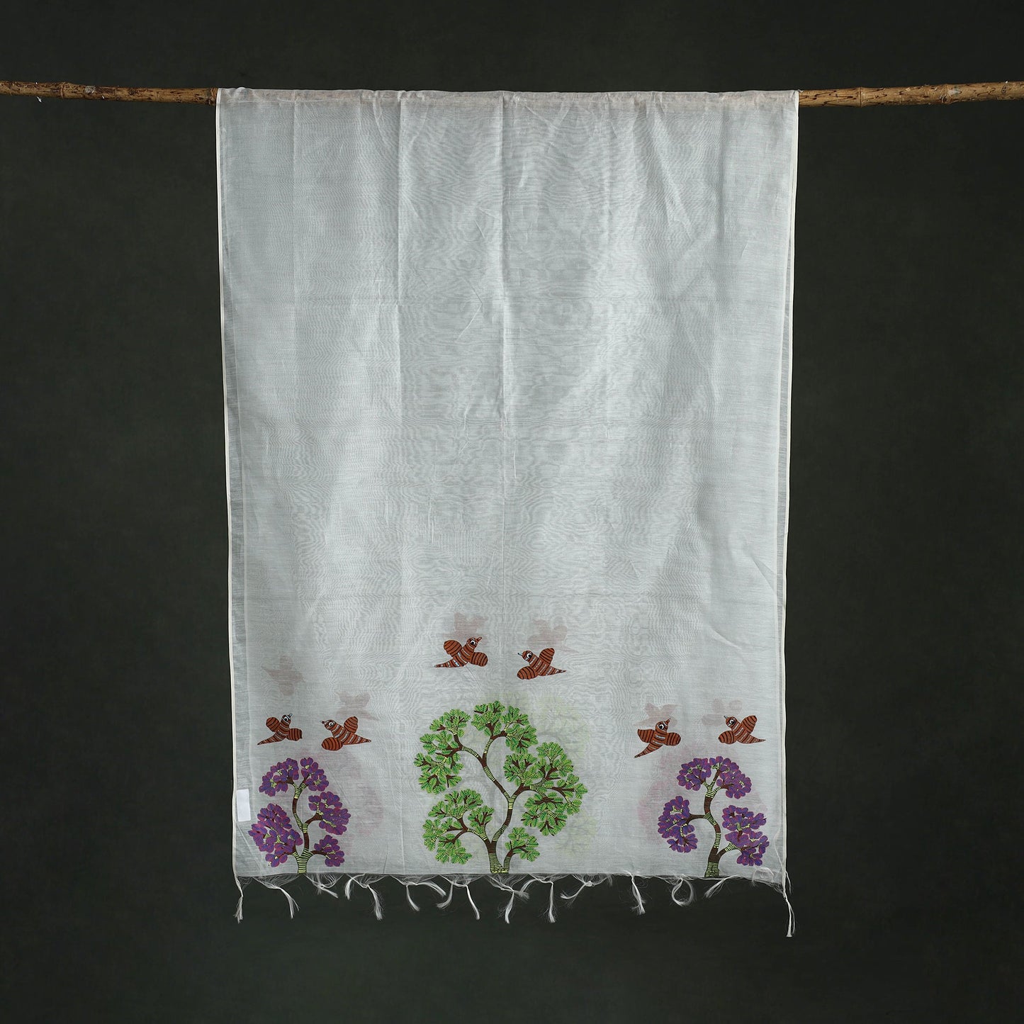Original gond handpainted handloom chanderi silk dupatta 01