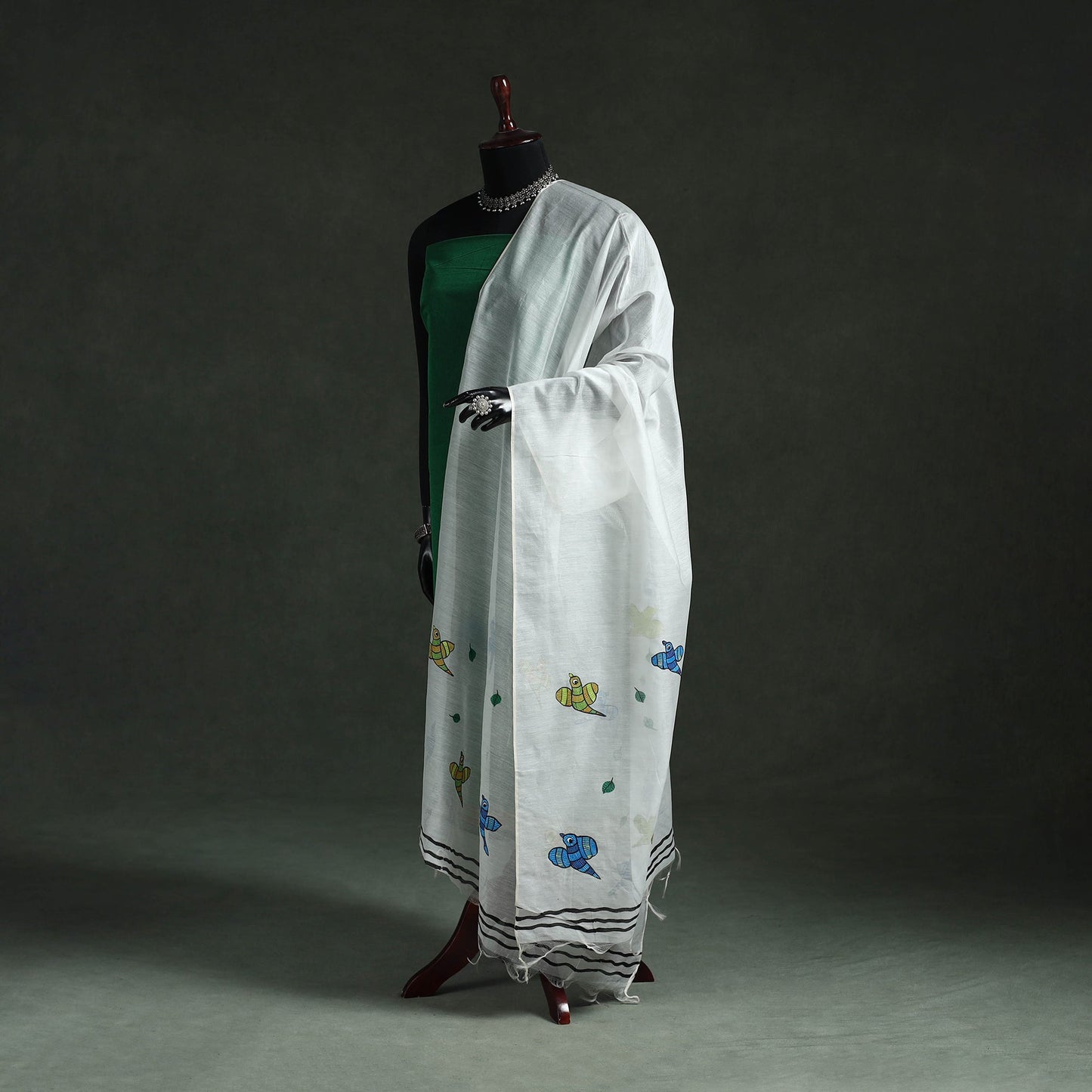 Original gond handpainted handloom chanderi silk dupatta 05