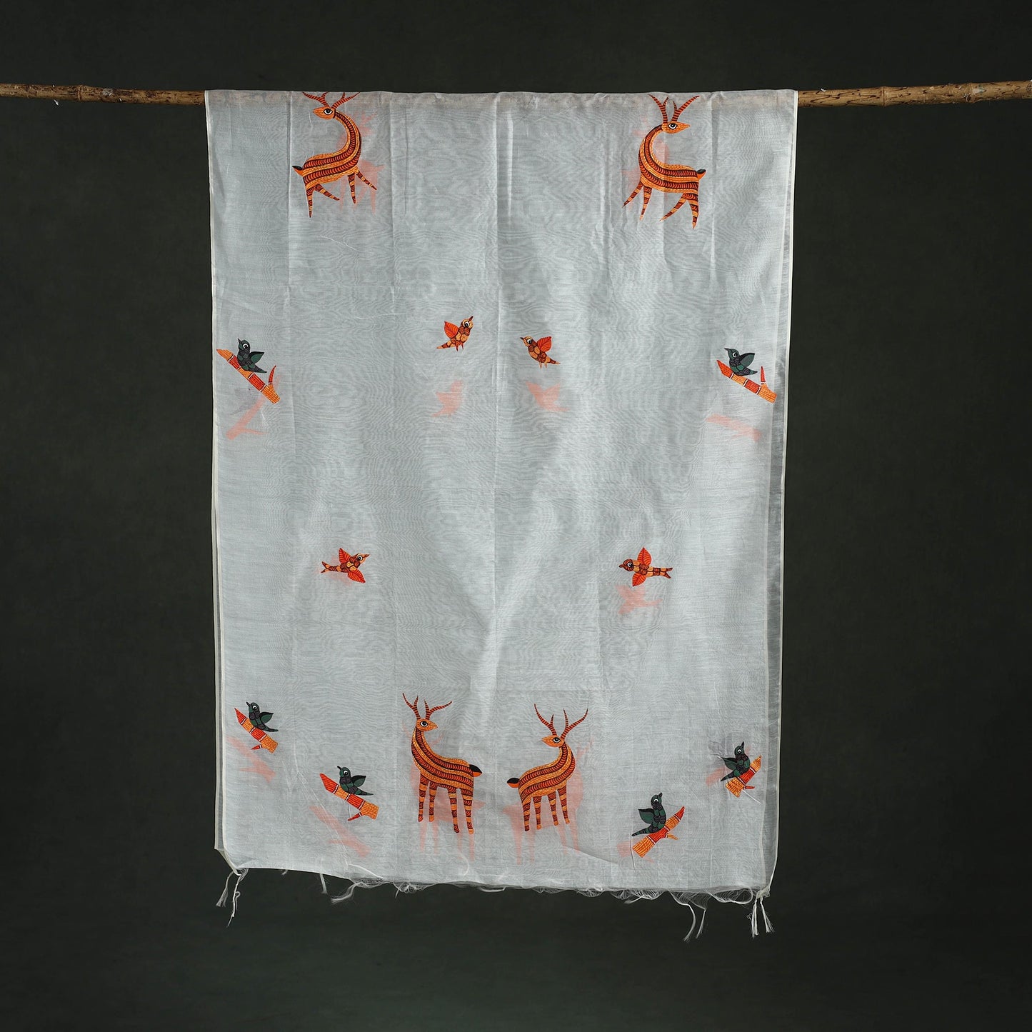 Original gond handpainted handloom chanderi silk dupatta 06