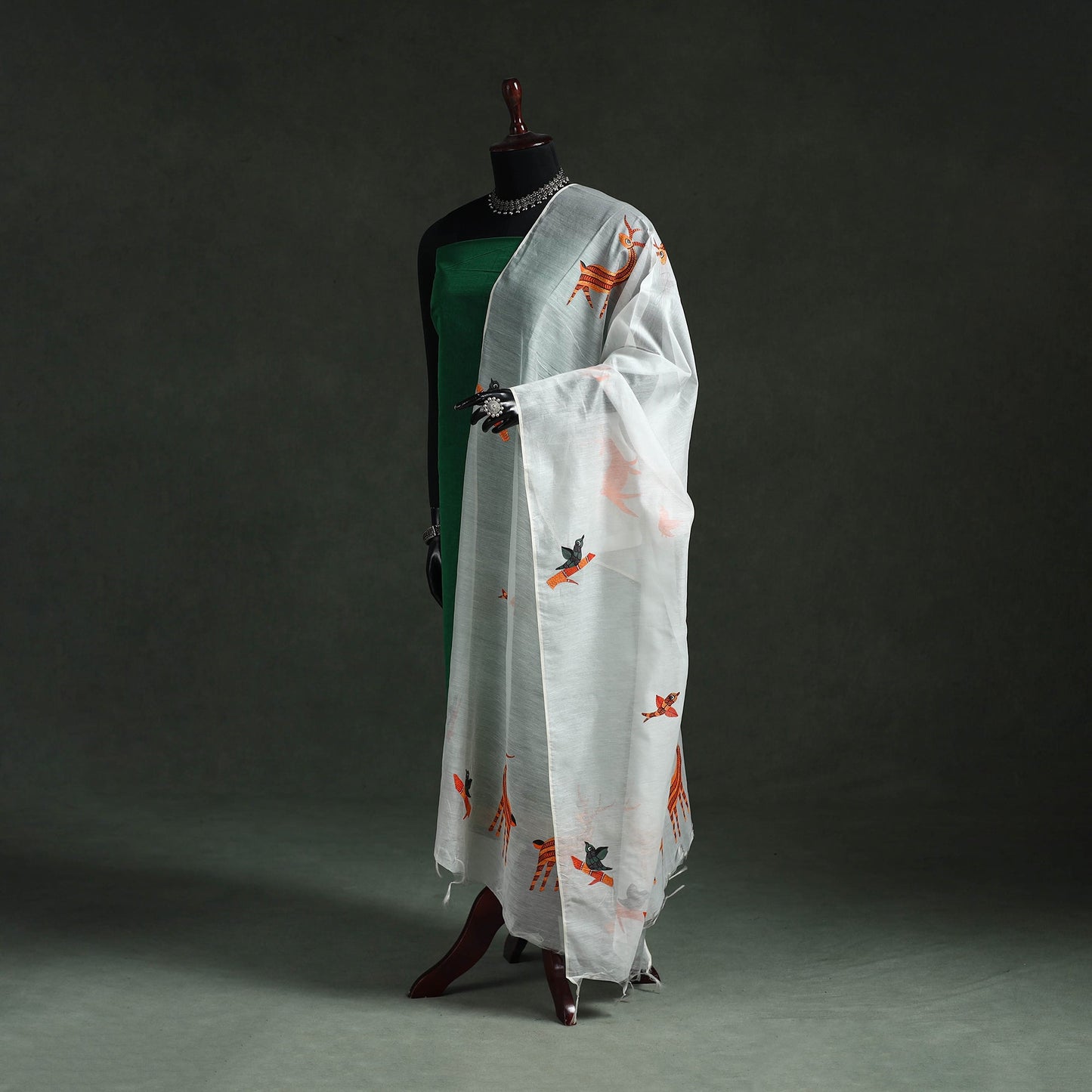 Original gond handpainted handloom chanderi silk dupatta 06