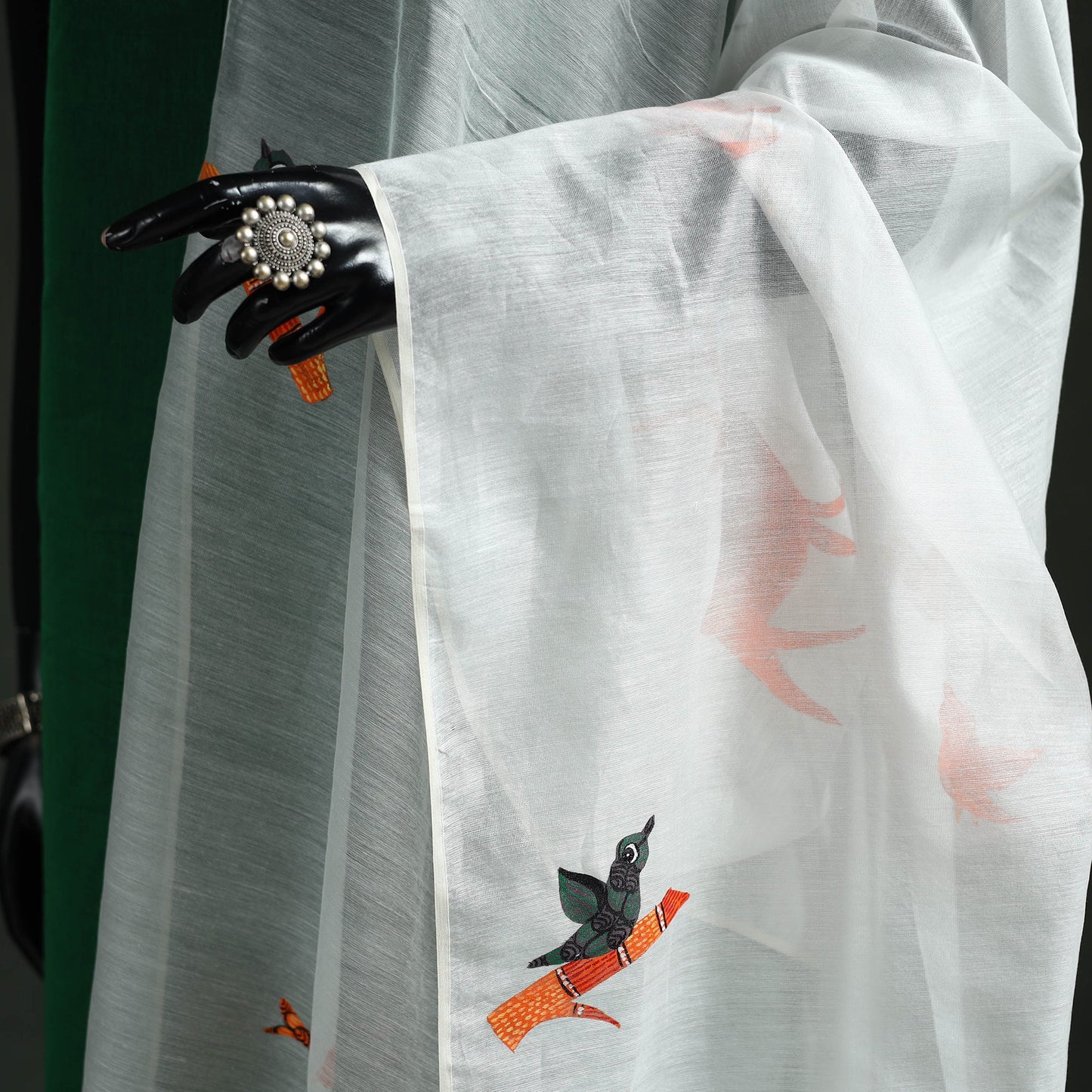 Original gond handpainted handloom chanderi silk dupatta 06