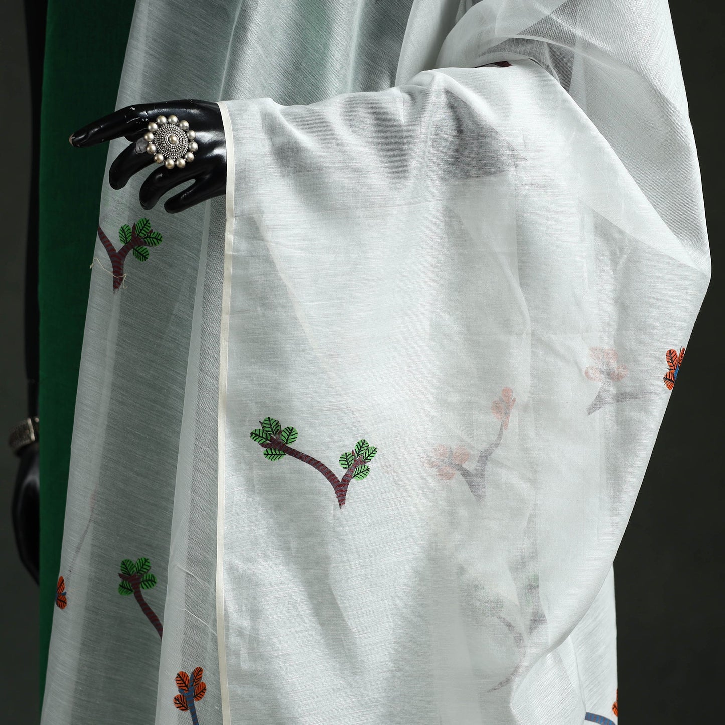 Original gond handpainted handloom chanderi silk dupatta 07