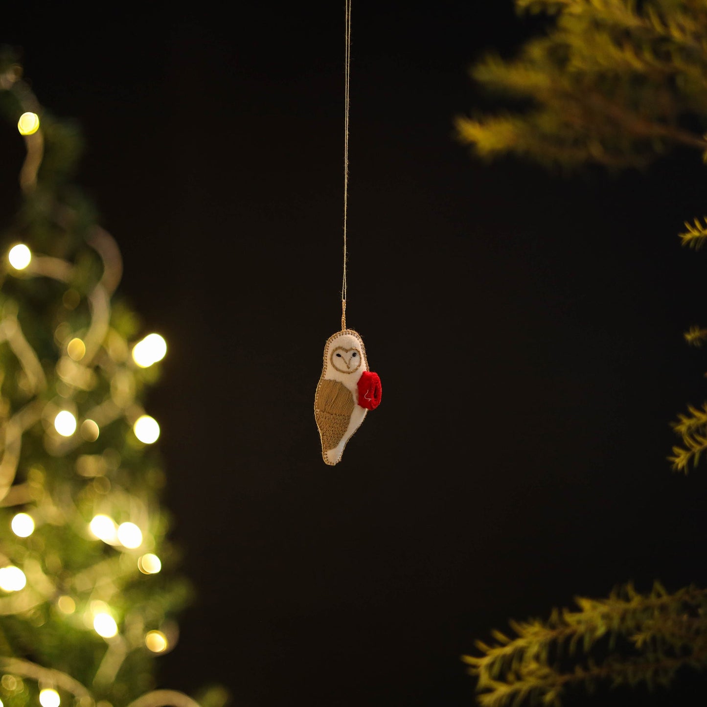 Shop Owl - Handmade Threadwork Stuffed Christmas Ornament