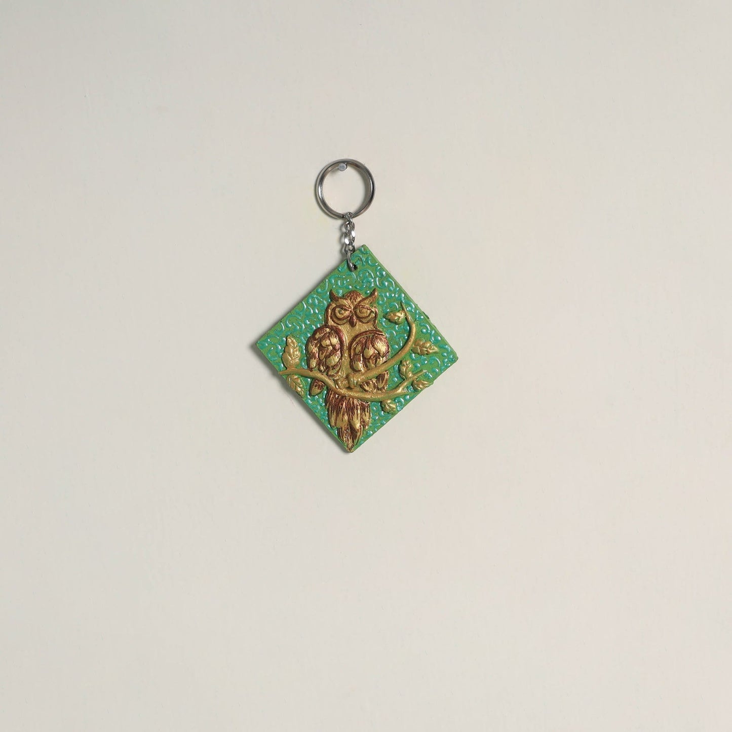 Owl - handpainted clay art keychain 19 - handcrafted