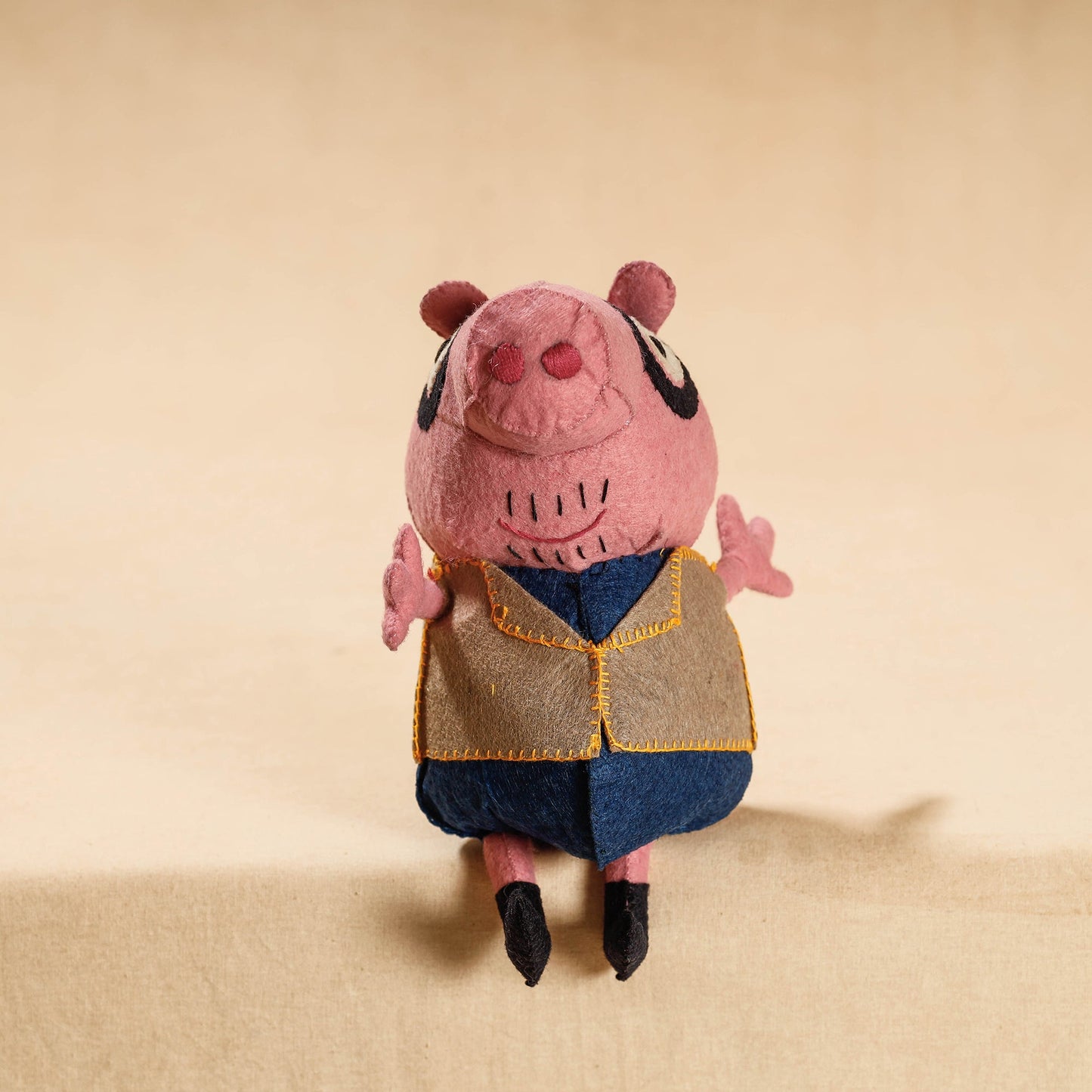 Buy Papa Piggie - Handmade Felt Work Stuffed Soft Toy