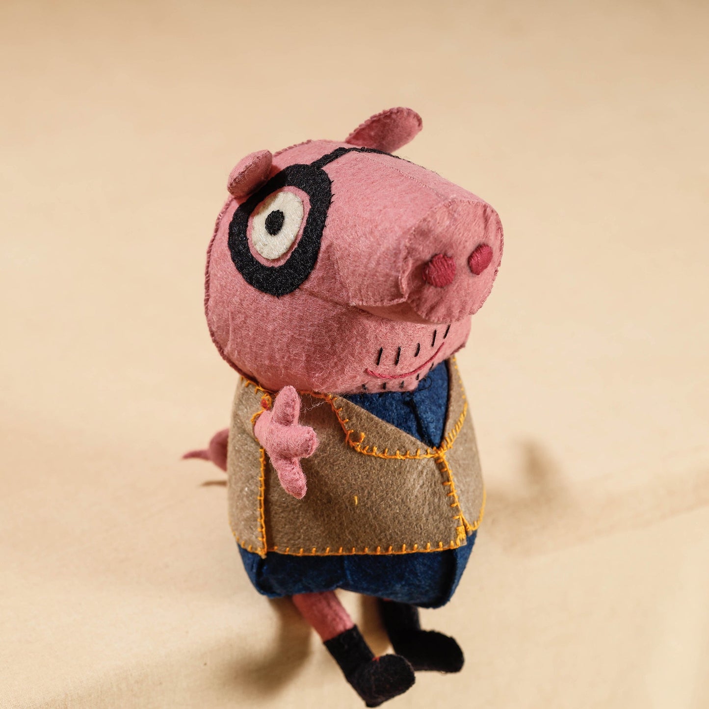Buy Papa Piggie - Handmade Felt Work Stuffed Soft Toy