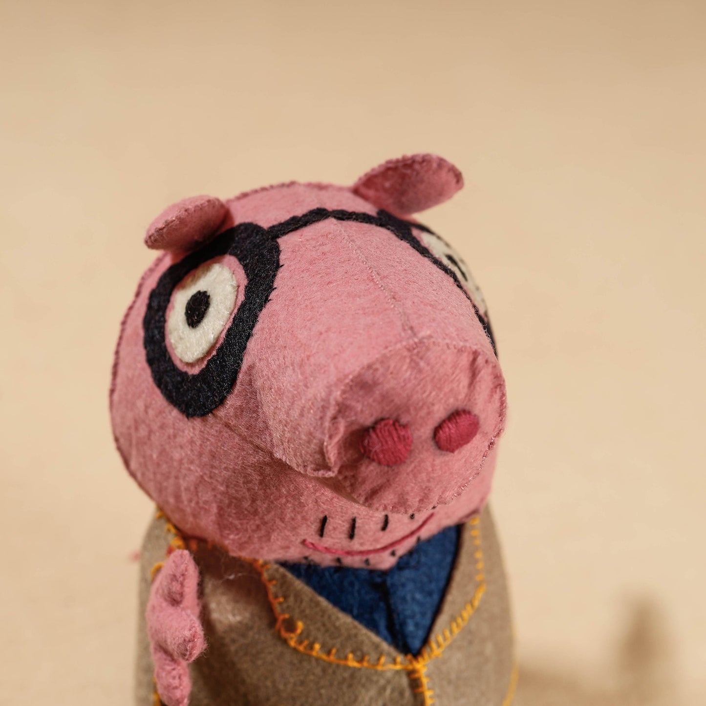 Buy Papa Piggie - Handmade Felt Work Stuffed Soft Toy